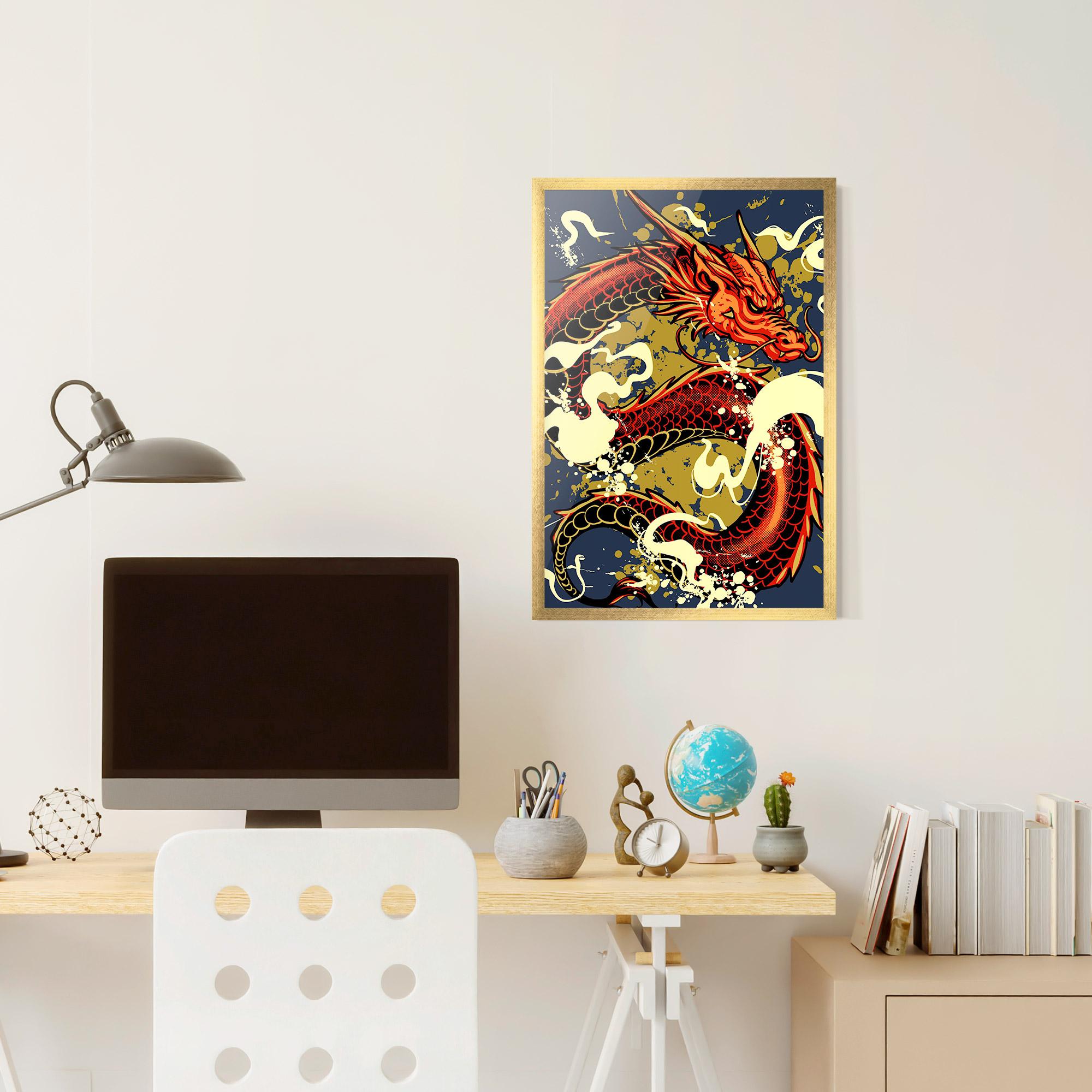 Рамкиран постер Red Cream Dragon mockup 6