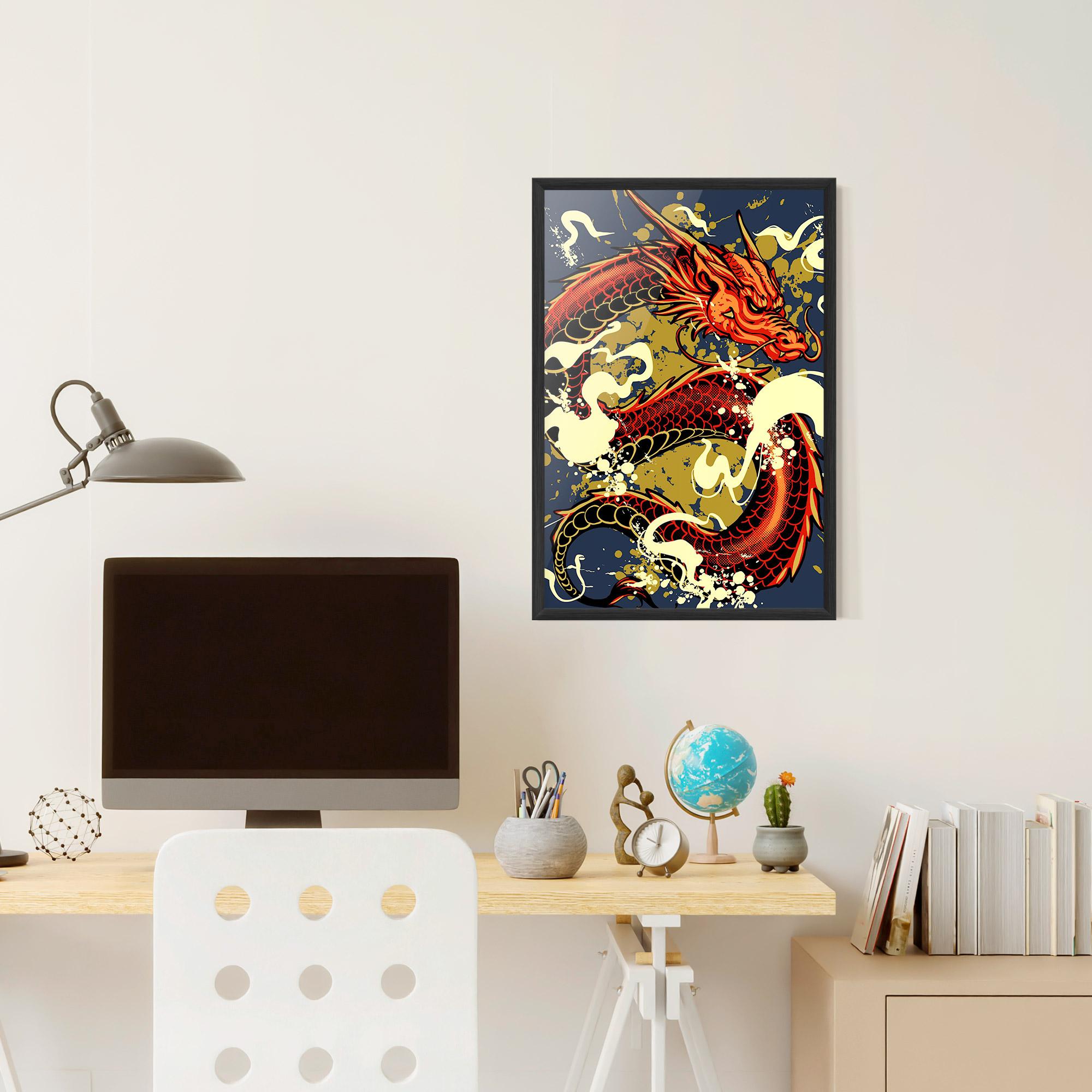 Рамкиран постер Red Cream Dragon mockup 6