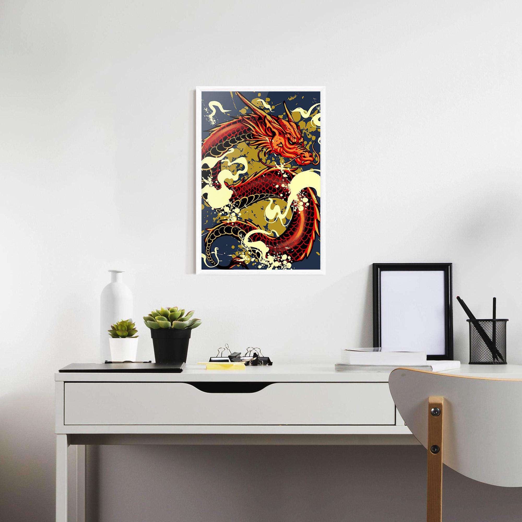 Рамкиран постер Red Cream Dragon mockup 7
