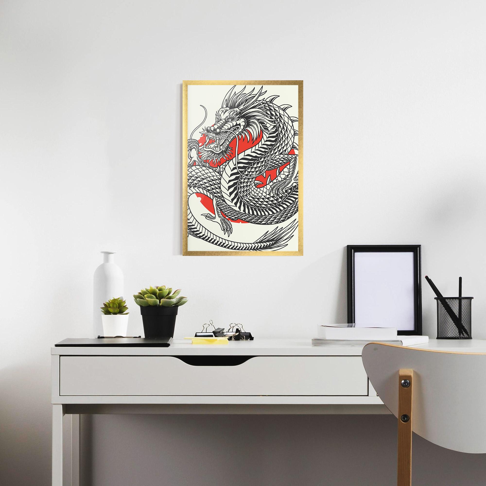 Рамкиран постер Cream Grey Dragon mockup 7