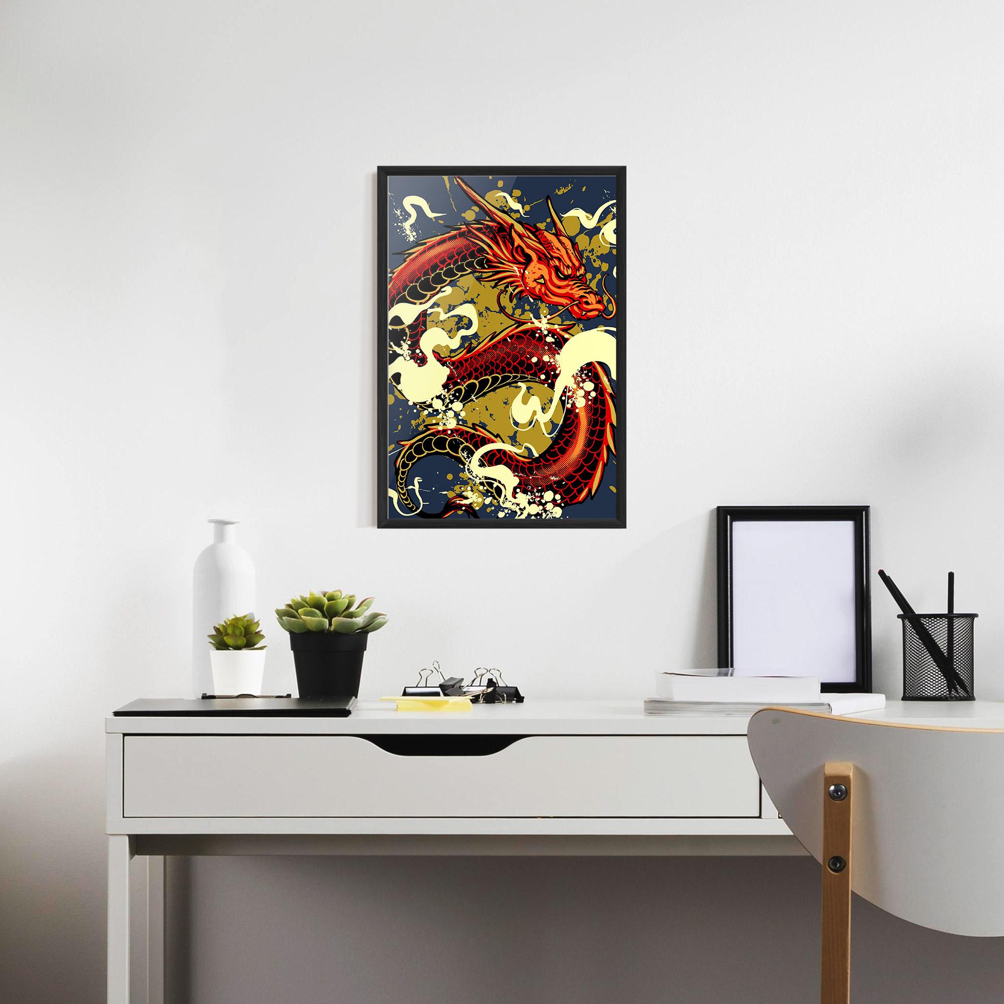 Рамкиран постер Red Cream Dragon mockup 7