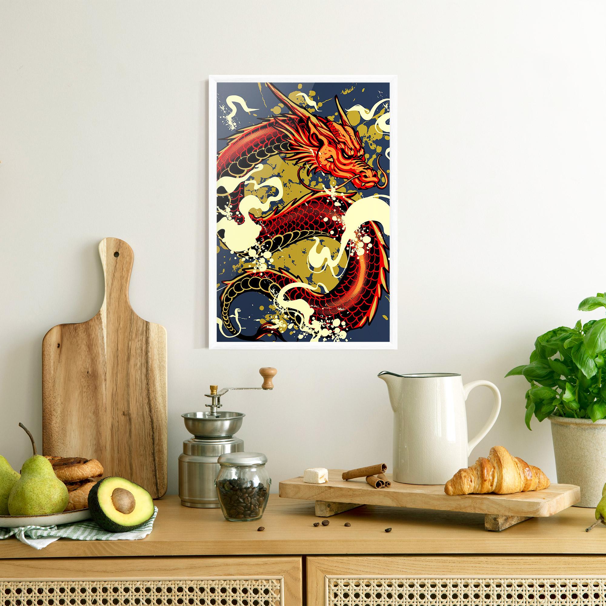 Рамкиран постер Red Cream Dragon mockup 8