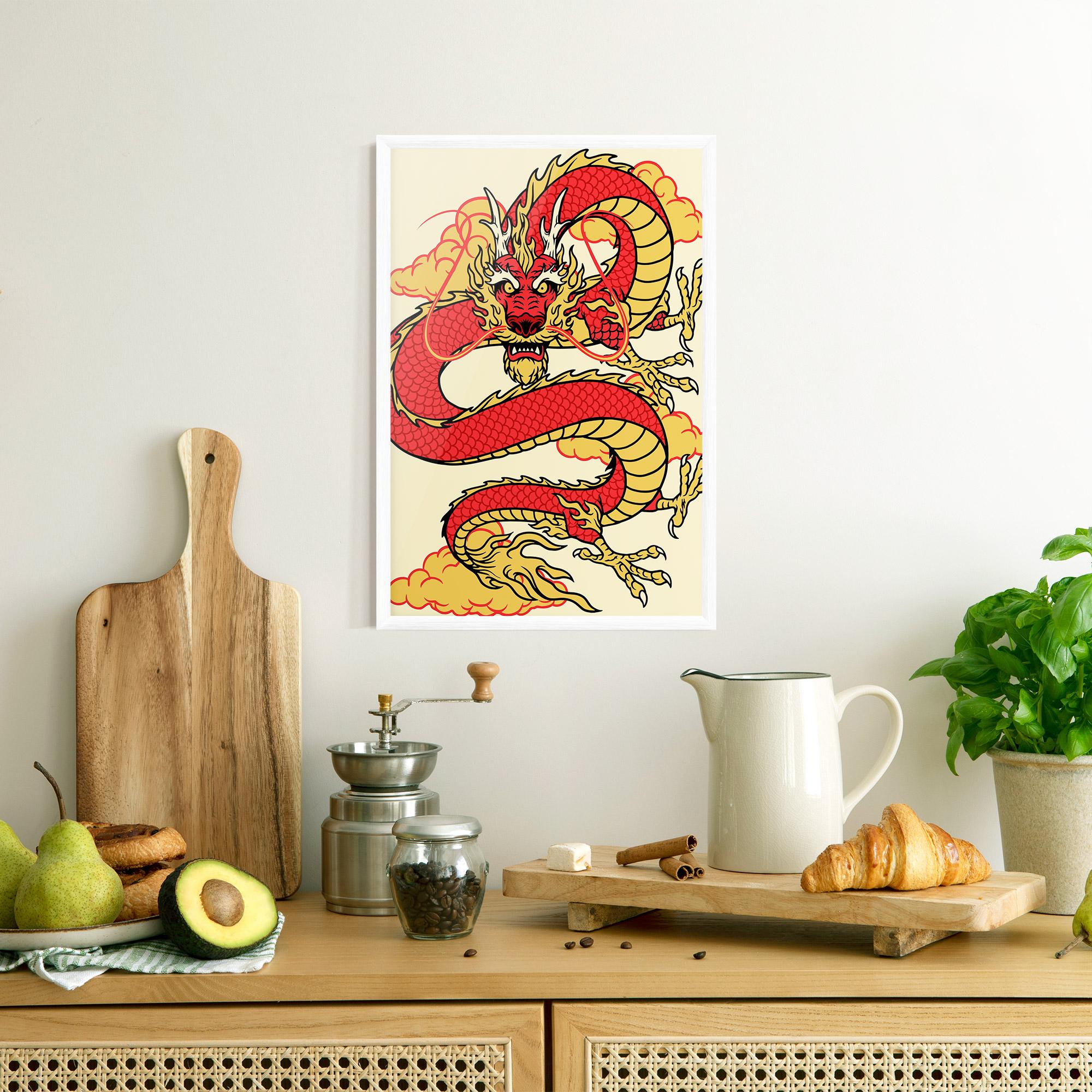 Рамкиран постер Red Yellow Dragon mockup 8