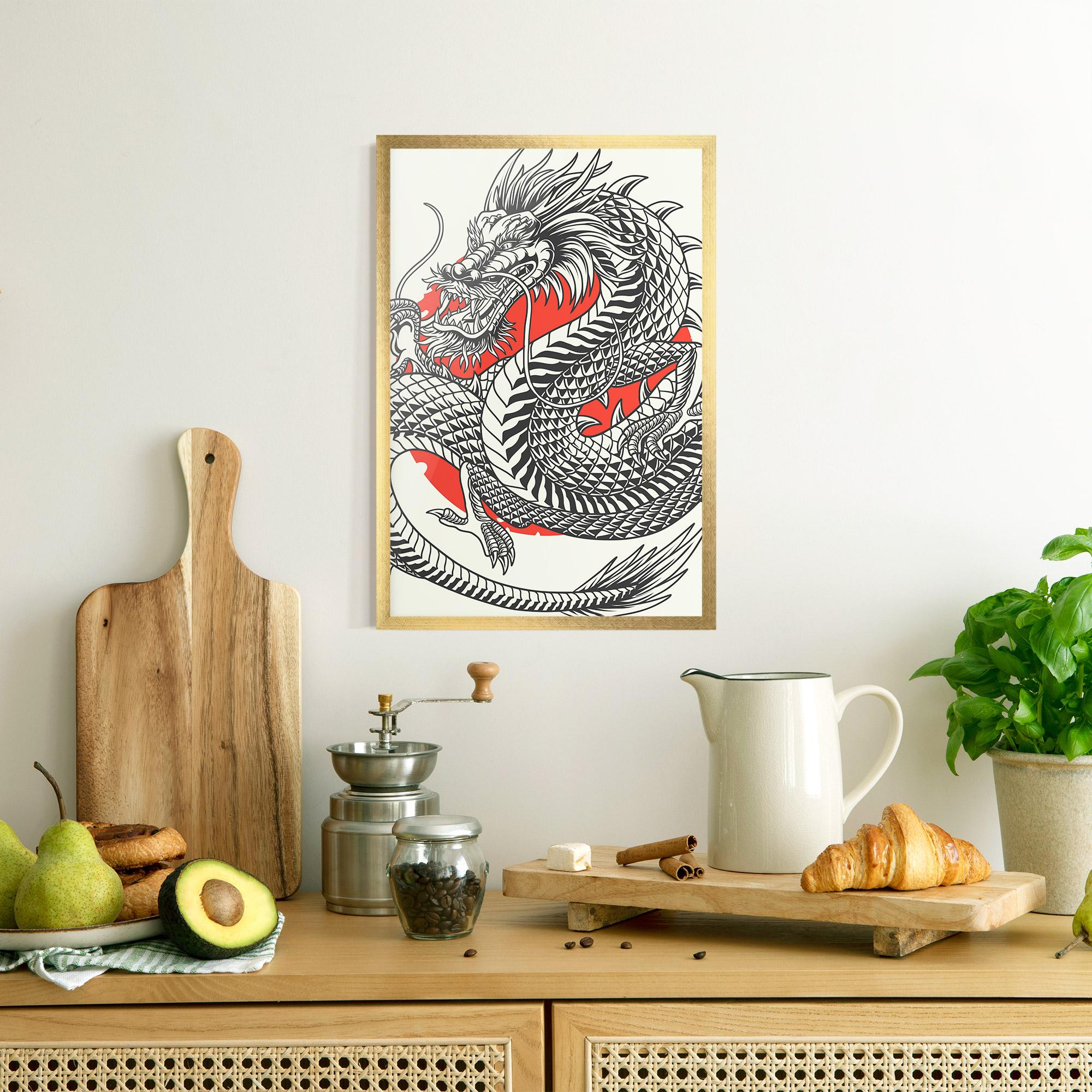 Рамкиран постер Cream Grey Dragon mockup 8