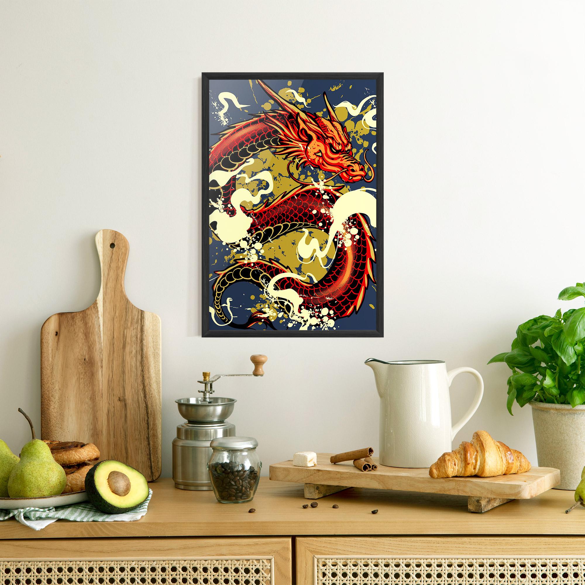 Рамкиран постер Red Cream Dragon mockup 8