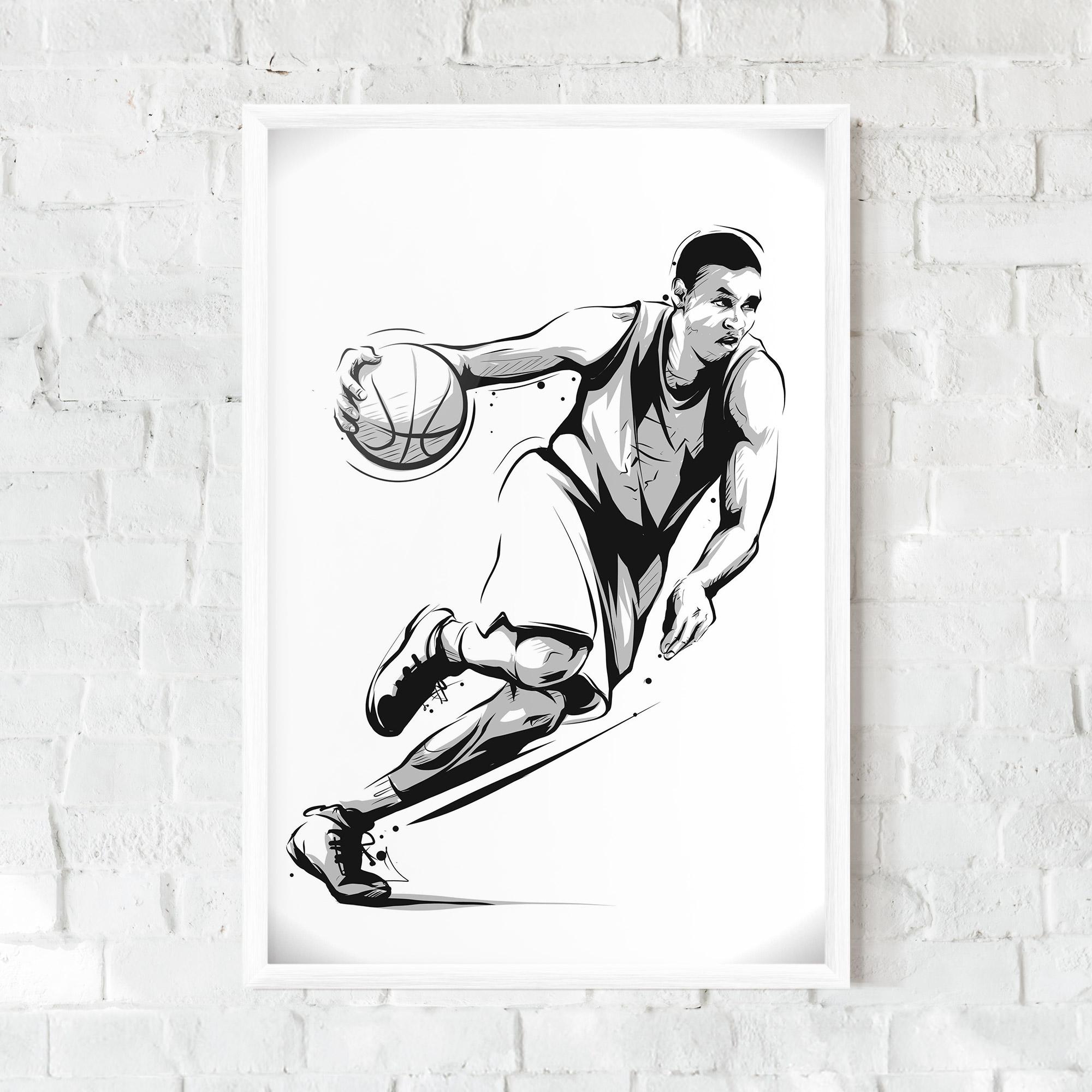 Рамкиран постер Basketball Player Line mockup 0