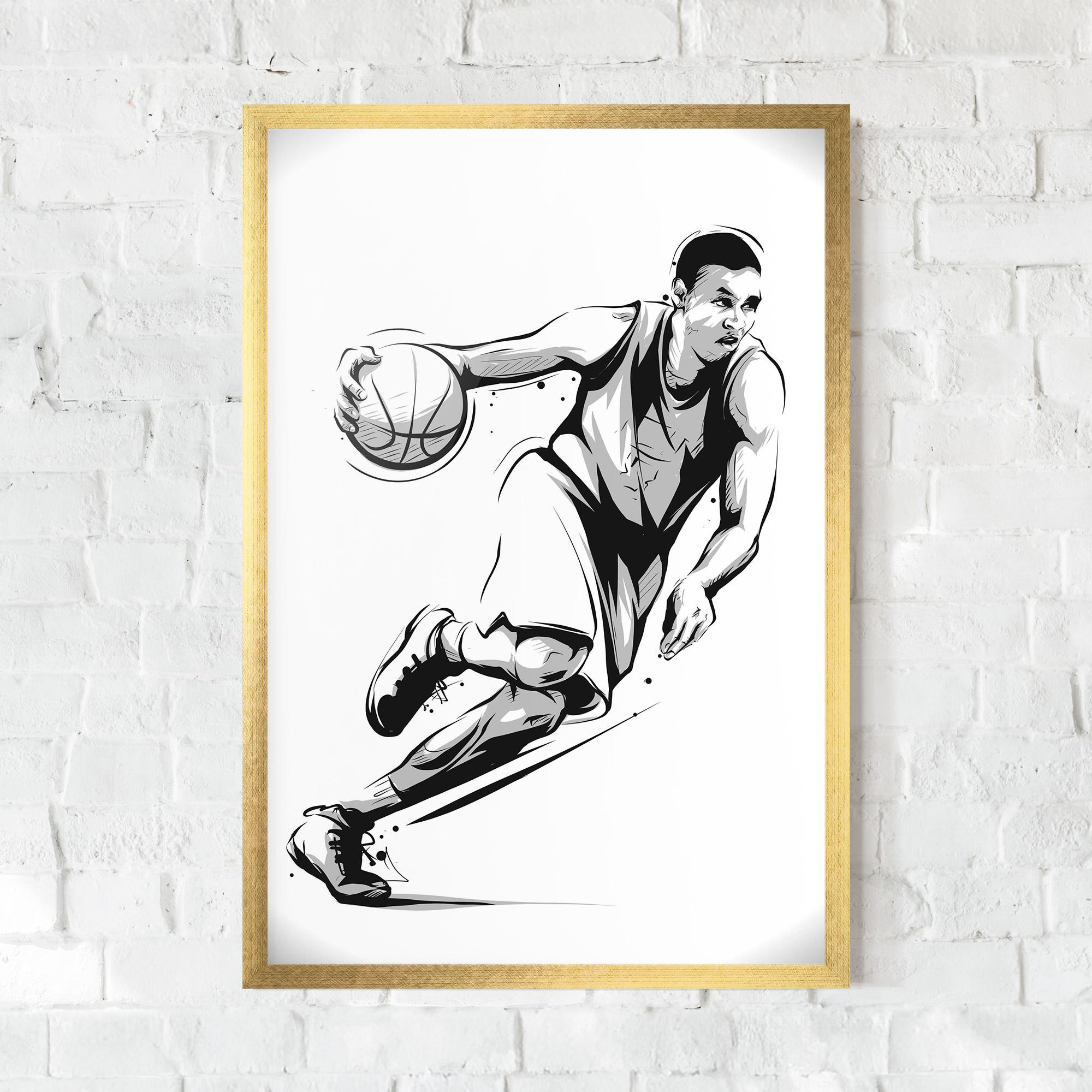 Рамкиран постер Basketball Player Line mockup 0
