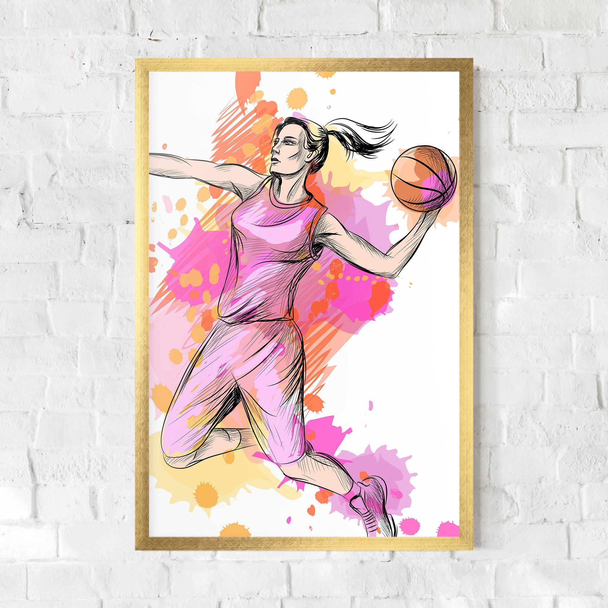 Рамкиран постер Pink Basket Player mockup 0
