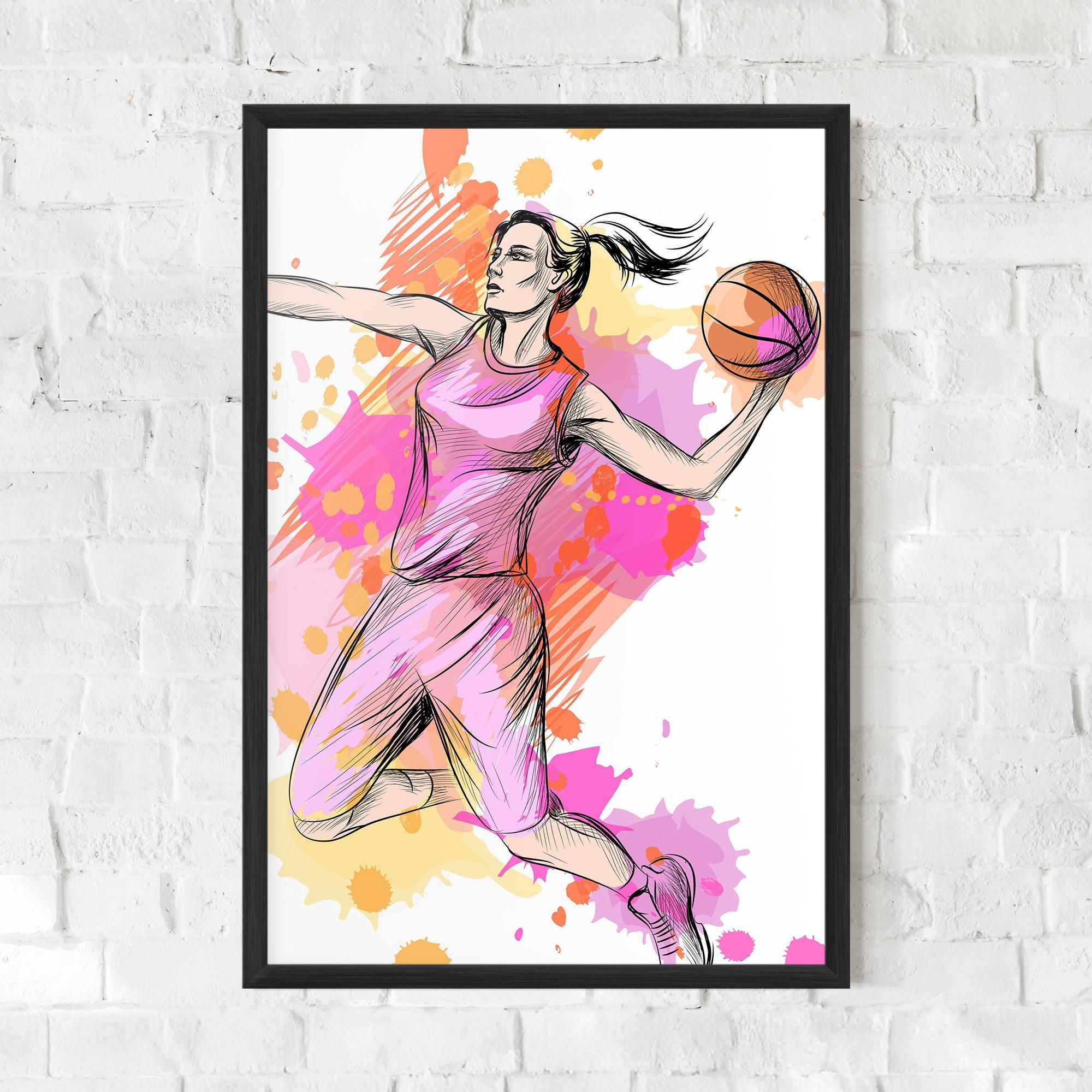 Рамкиран постер Pink Basket Player mockup 0