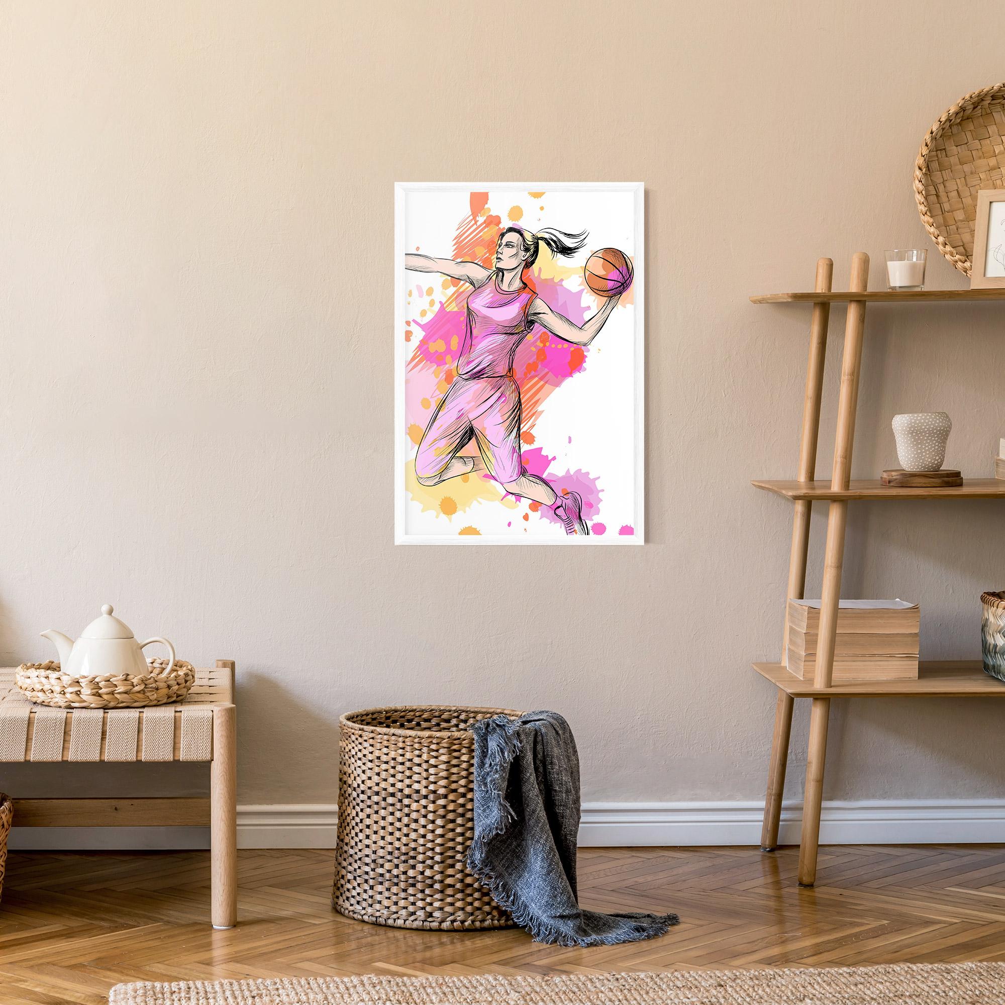 Рамкиран постер Pink Basket Player mockup 9
