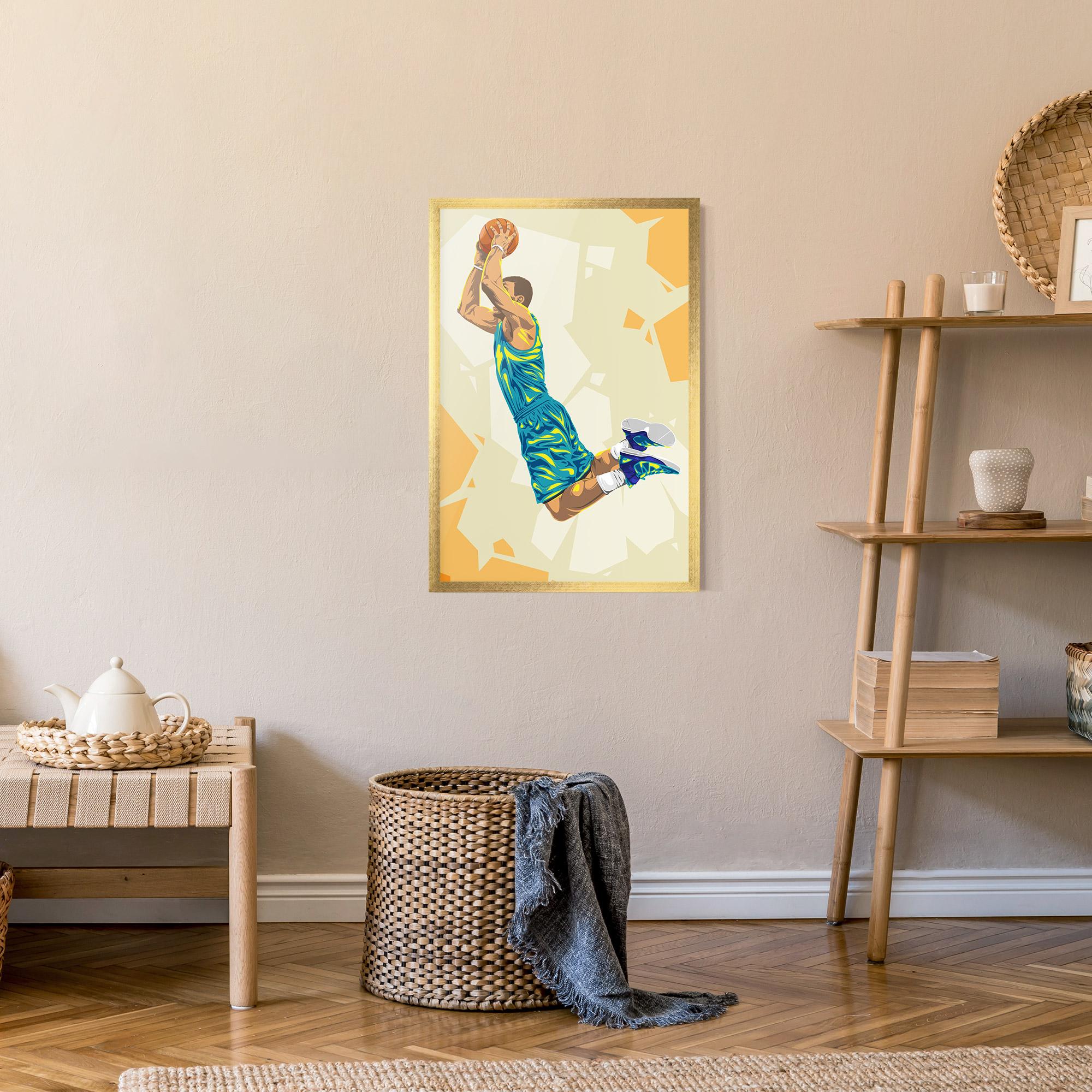 Рамкиран постер Basketball Dunk Pose mockup 9
