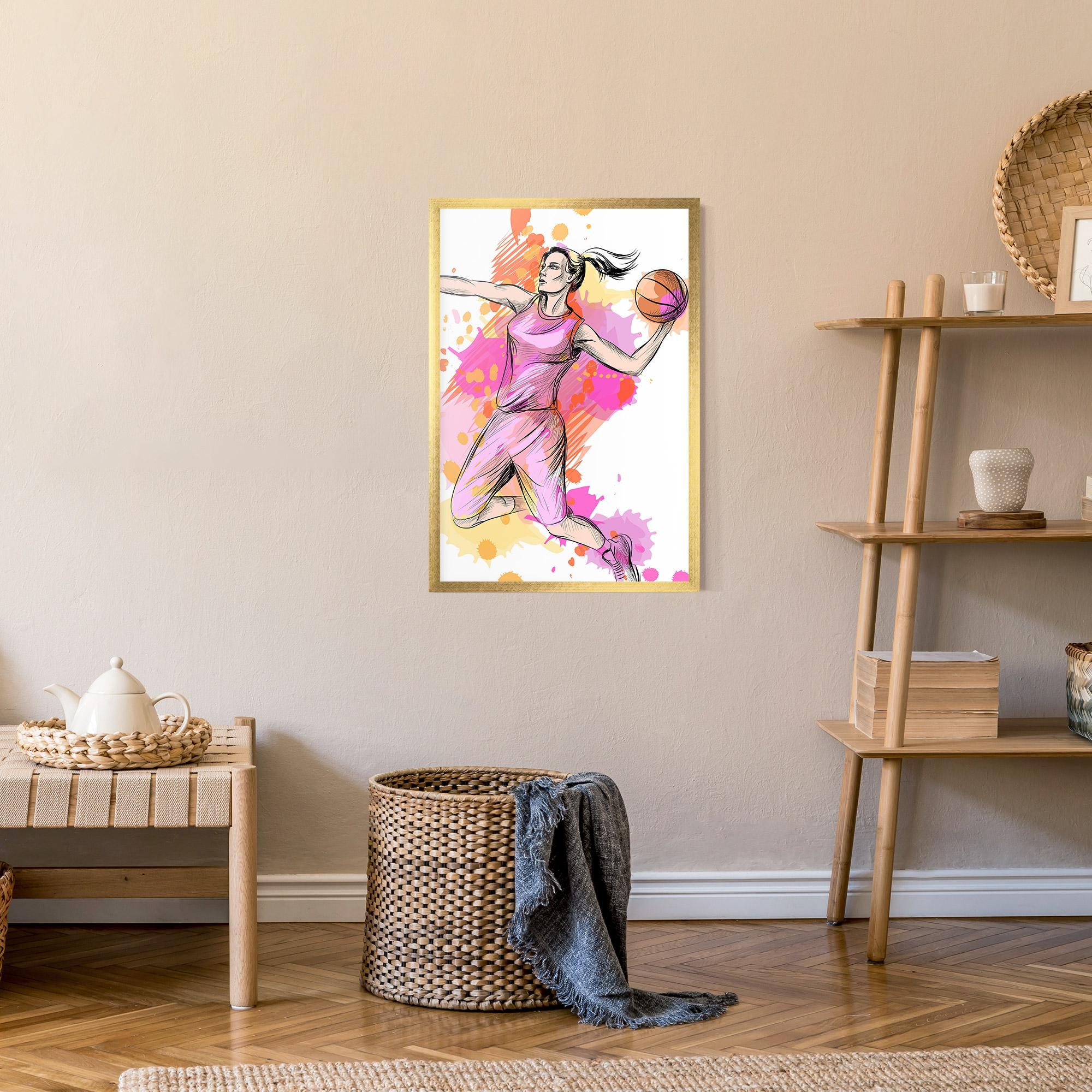 Рамкиран постер Pink Basket Player mockup 9