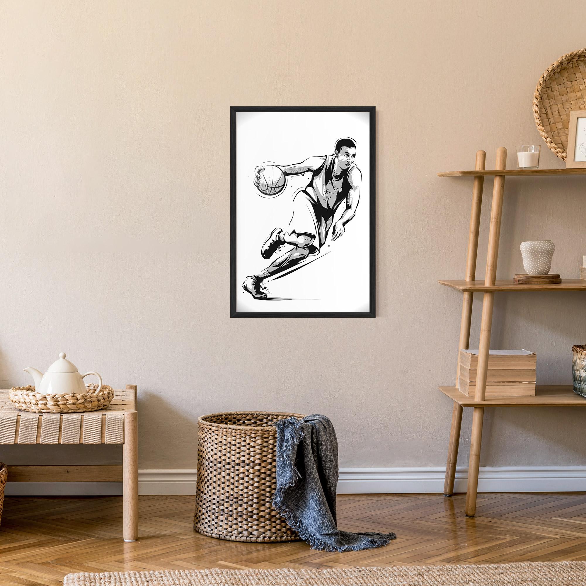 Рамкиран постер Basketball Player Line mockup 9