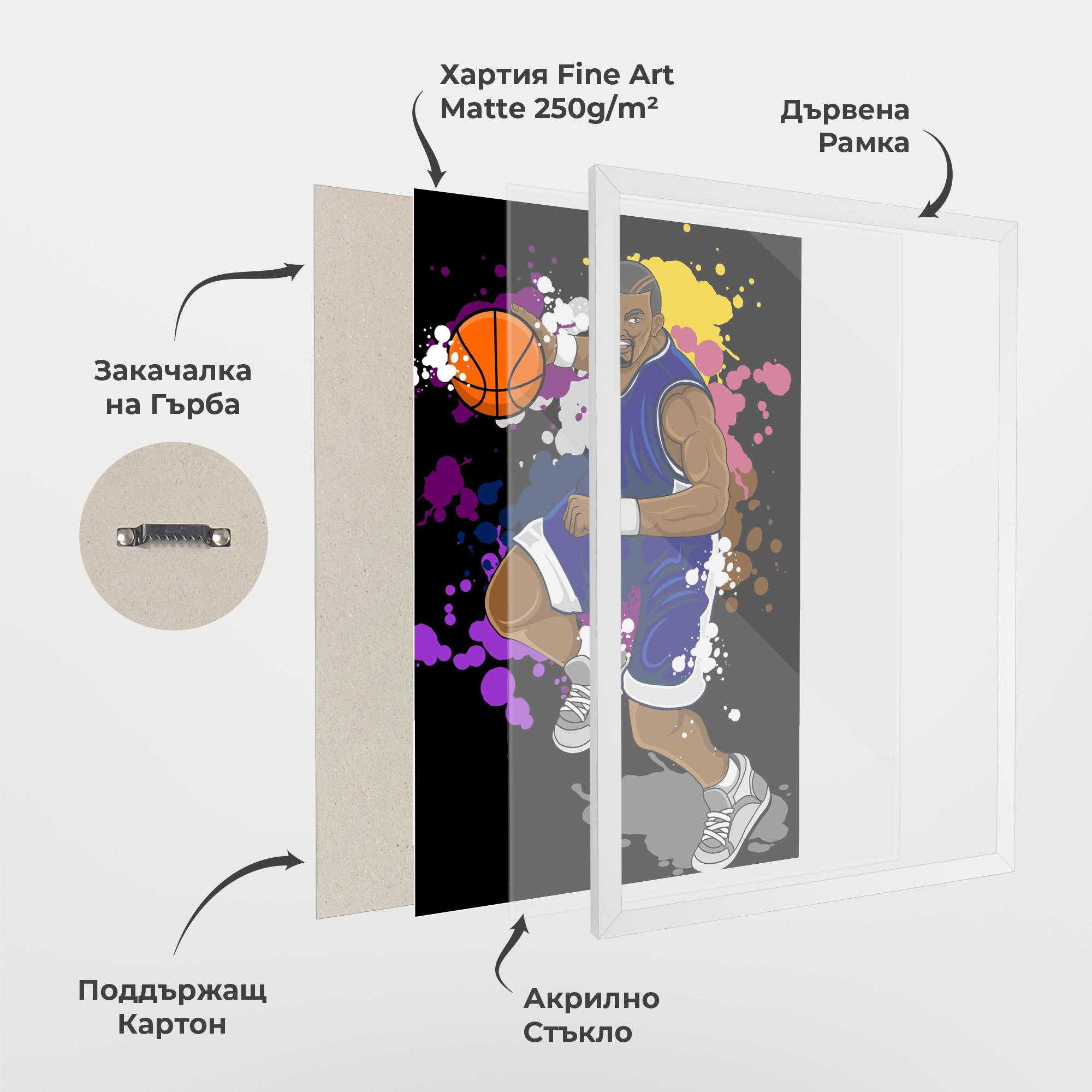 Рамкиран постер Basketball Character mockup 1