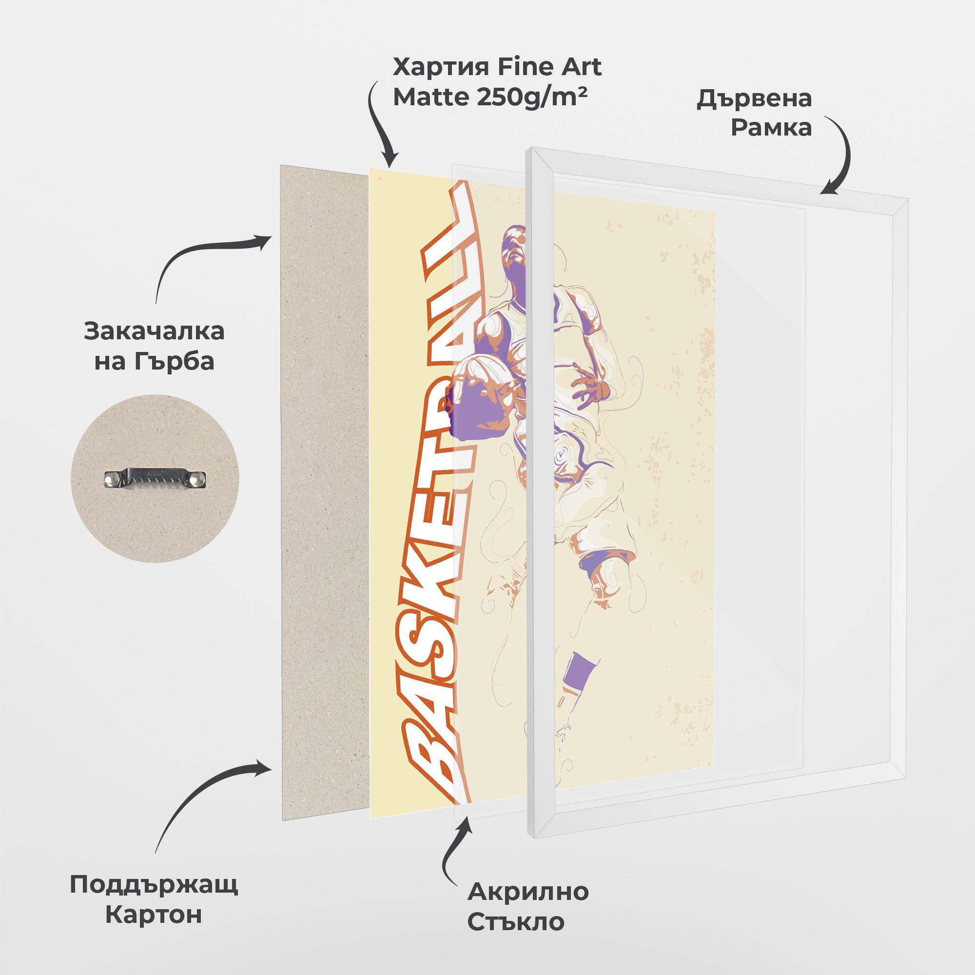 Рамкиран постер Basketball Cream mockup 1