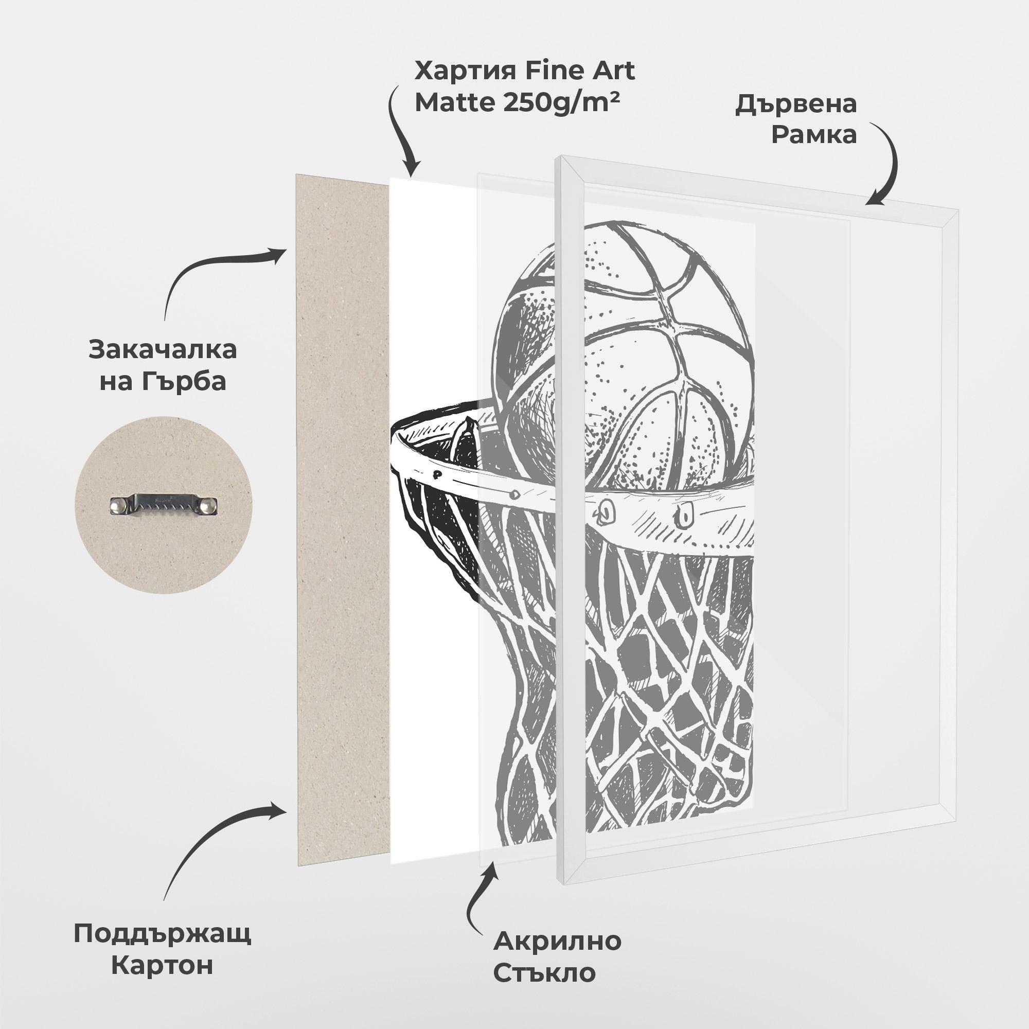Рамкиран постер Basketball Grey Hoop mockup 1