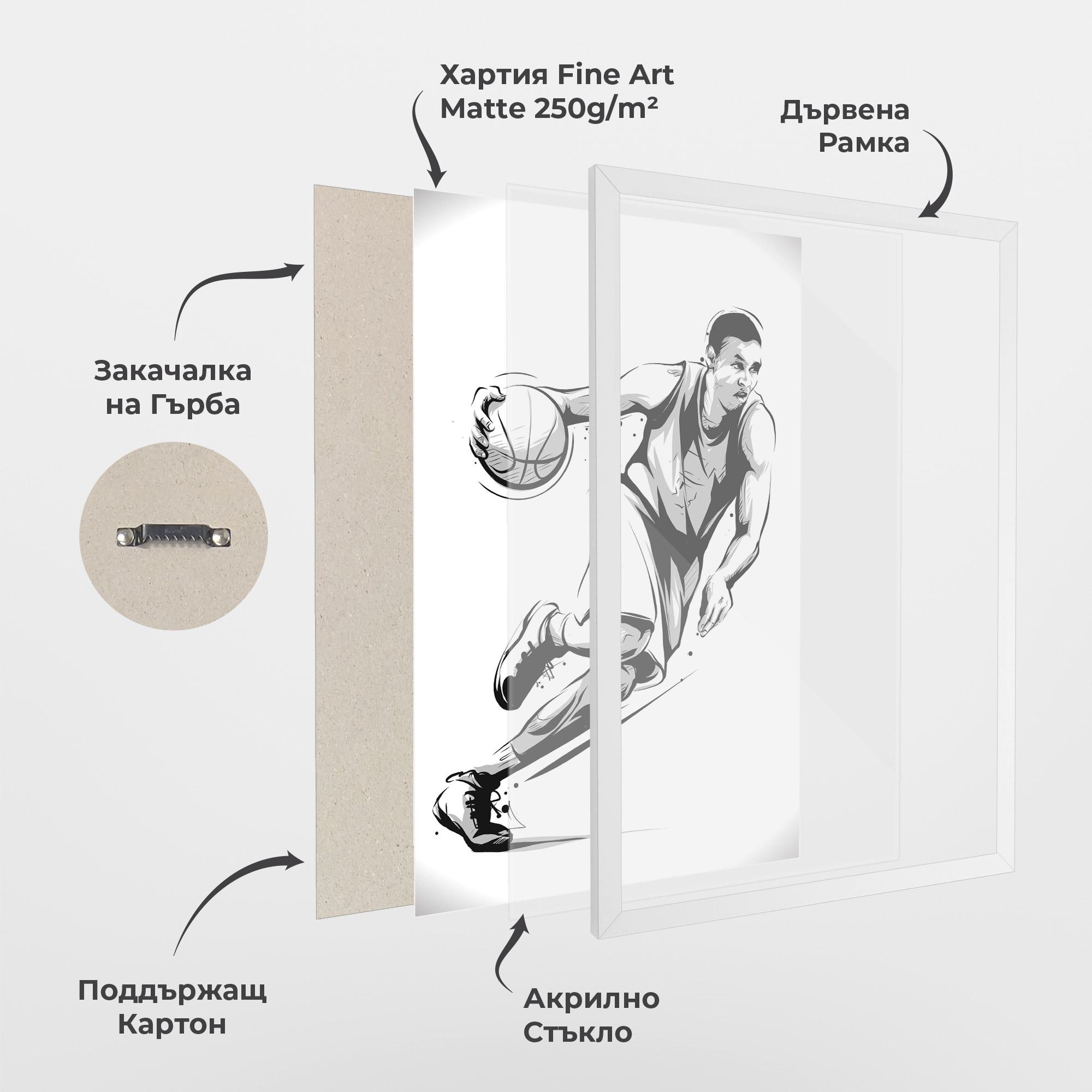 Рамкиран постер Basketball Player Line mockup 1