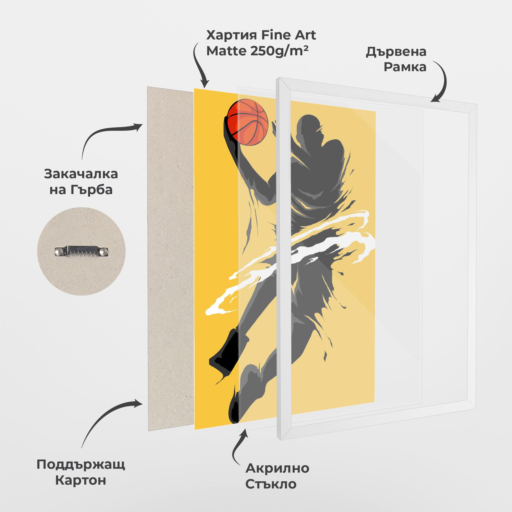 Рамкиран постер Basketball Smoke mockup 1