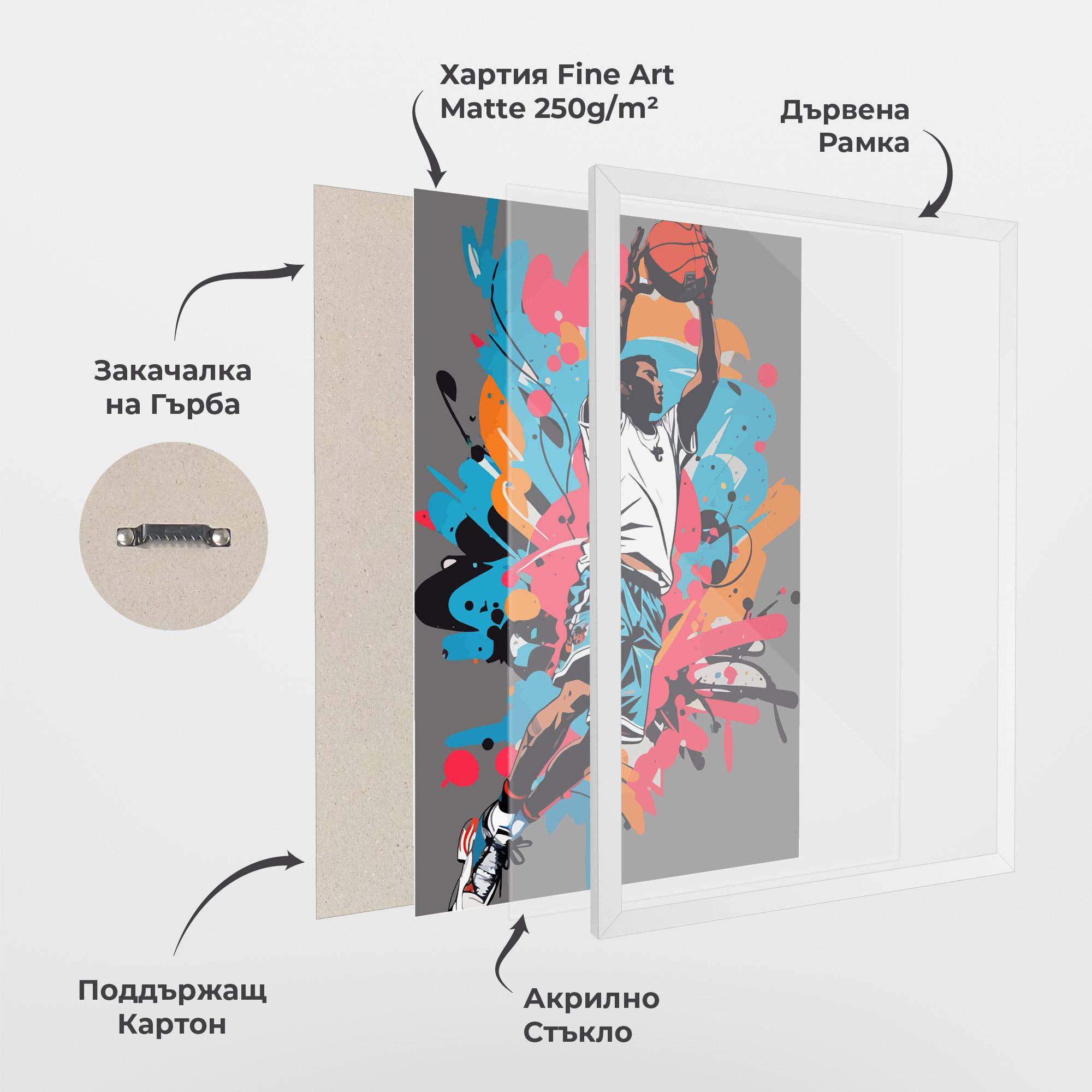 Рамкиран постер Blue Red Basket mockup 1