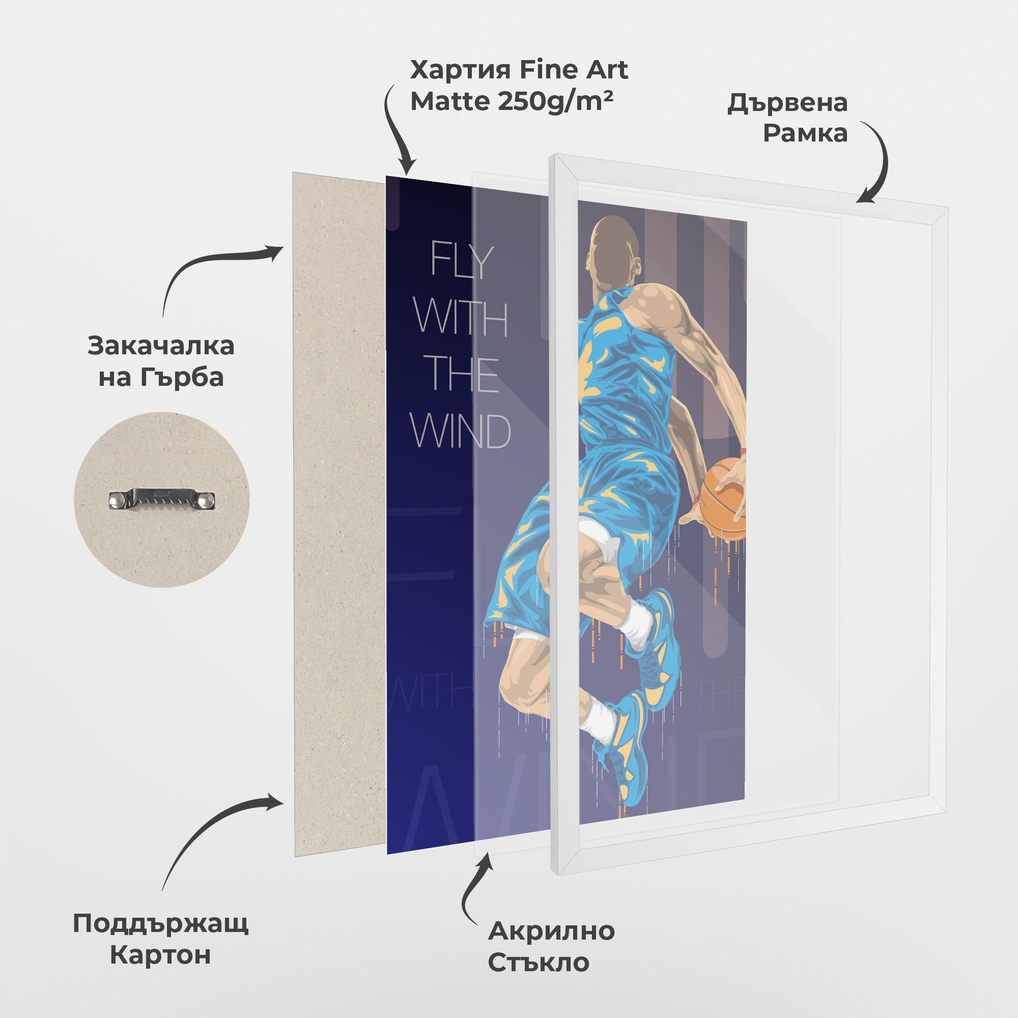 Рамкиран постер Fly With The Wind mockup 1