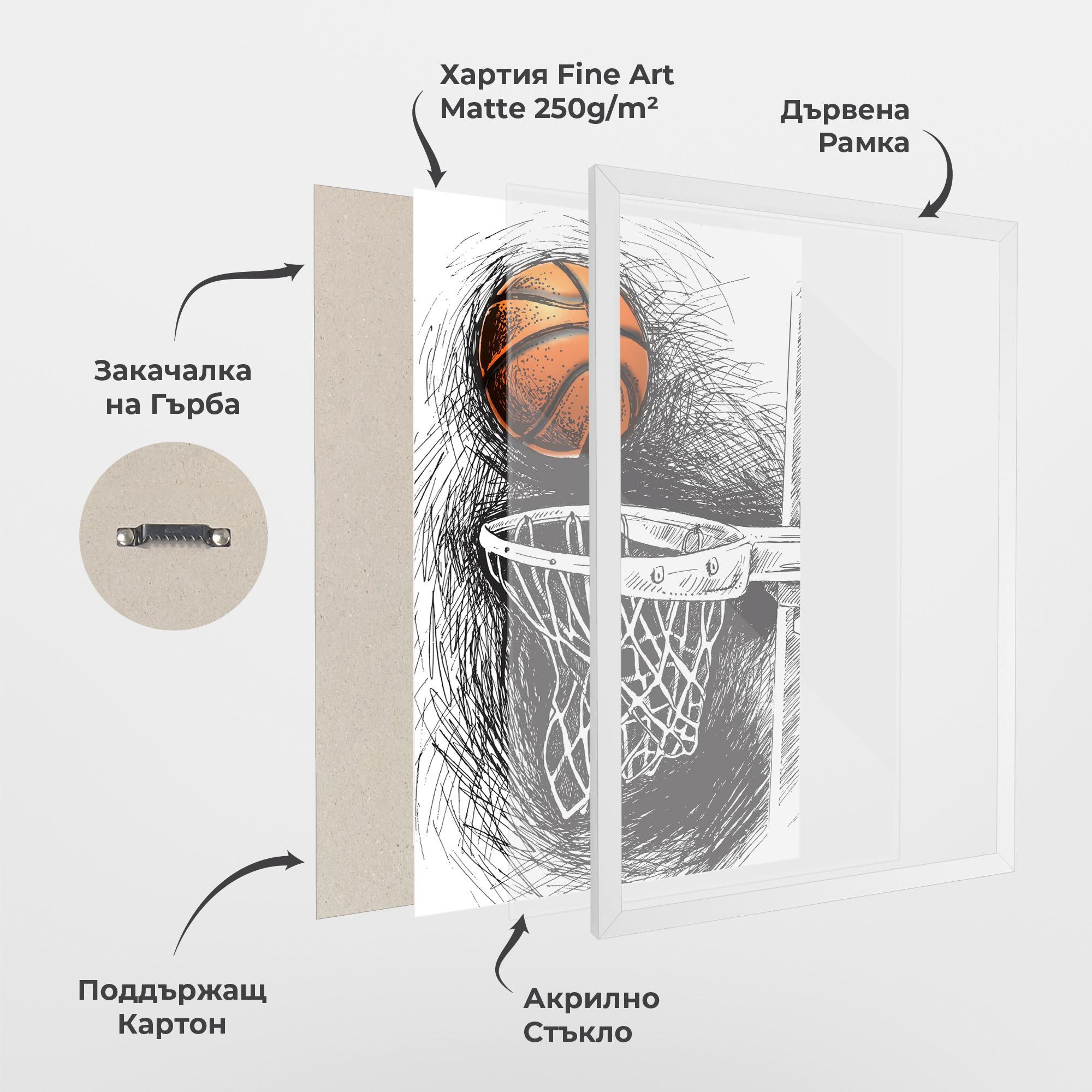 Рамкиран постер Grey Line Basket mockup 1