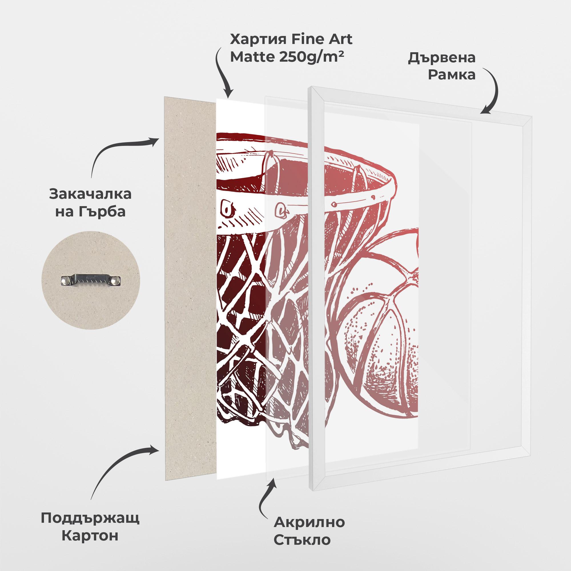 Рамкиран постер Red Basketball Hoop mockup 1