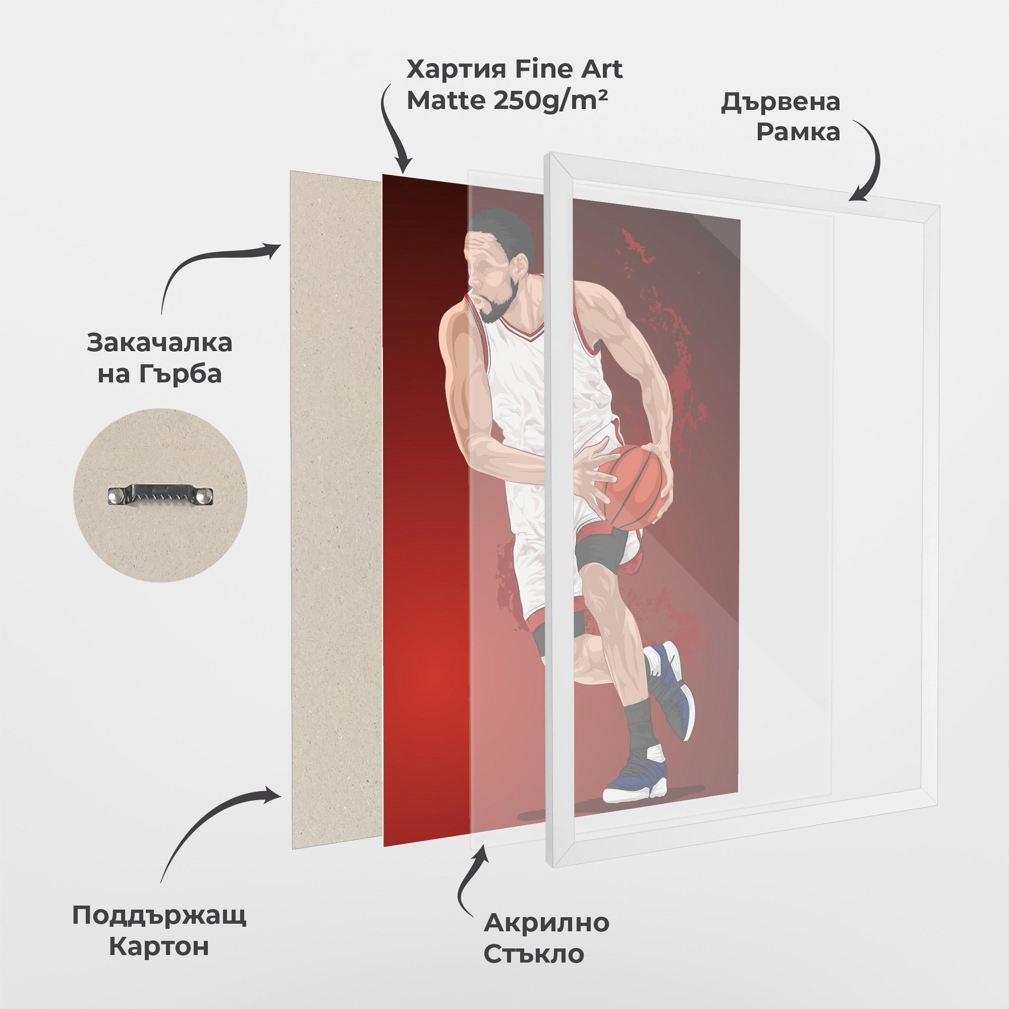 Рамкиран постер Red Fire Basket mockup 1