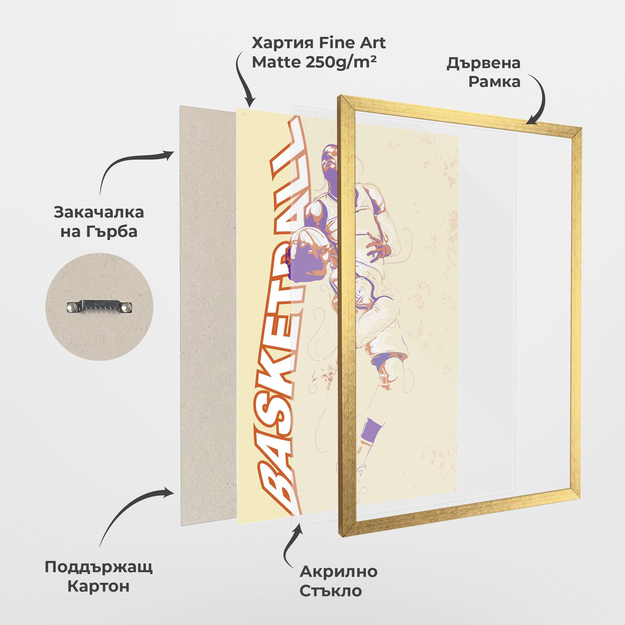 Рамкиран постер Basketball Cream mockup 1