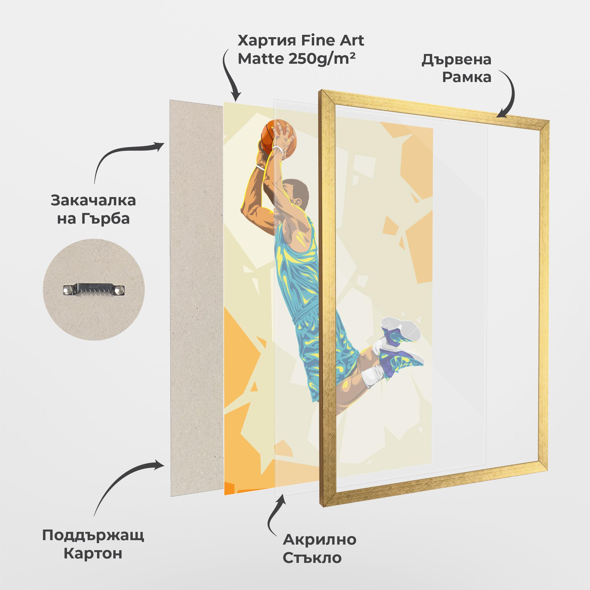 Рамкиран постер Basketball Dunk Pose mockup 1