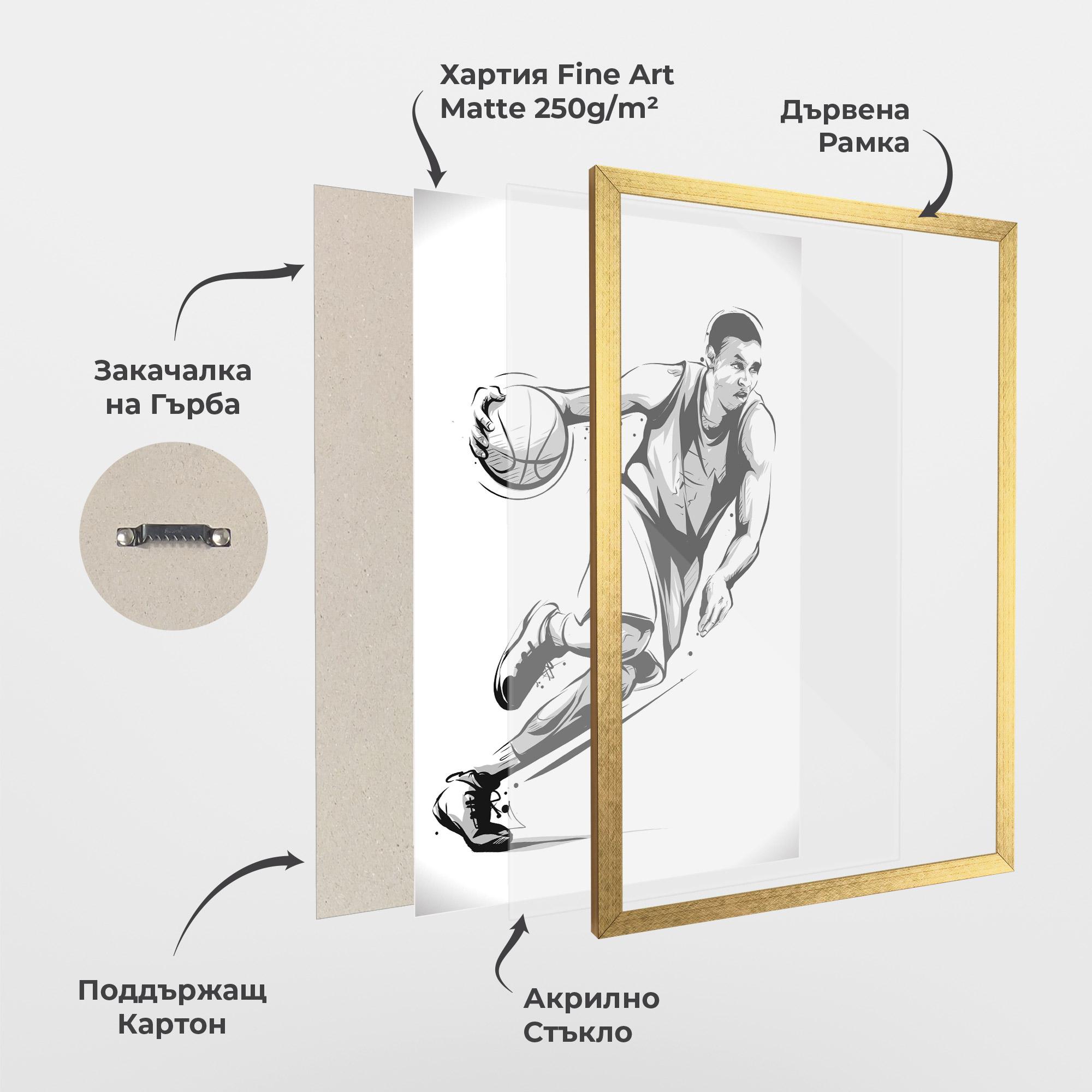 Рамкиран постер Basketball Player Line mockup 1