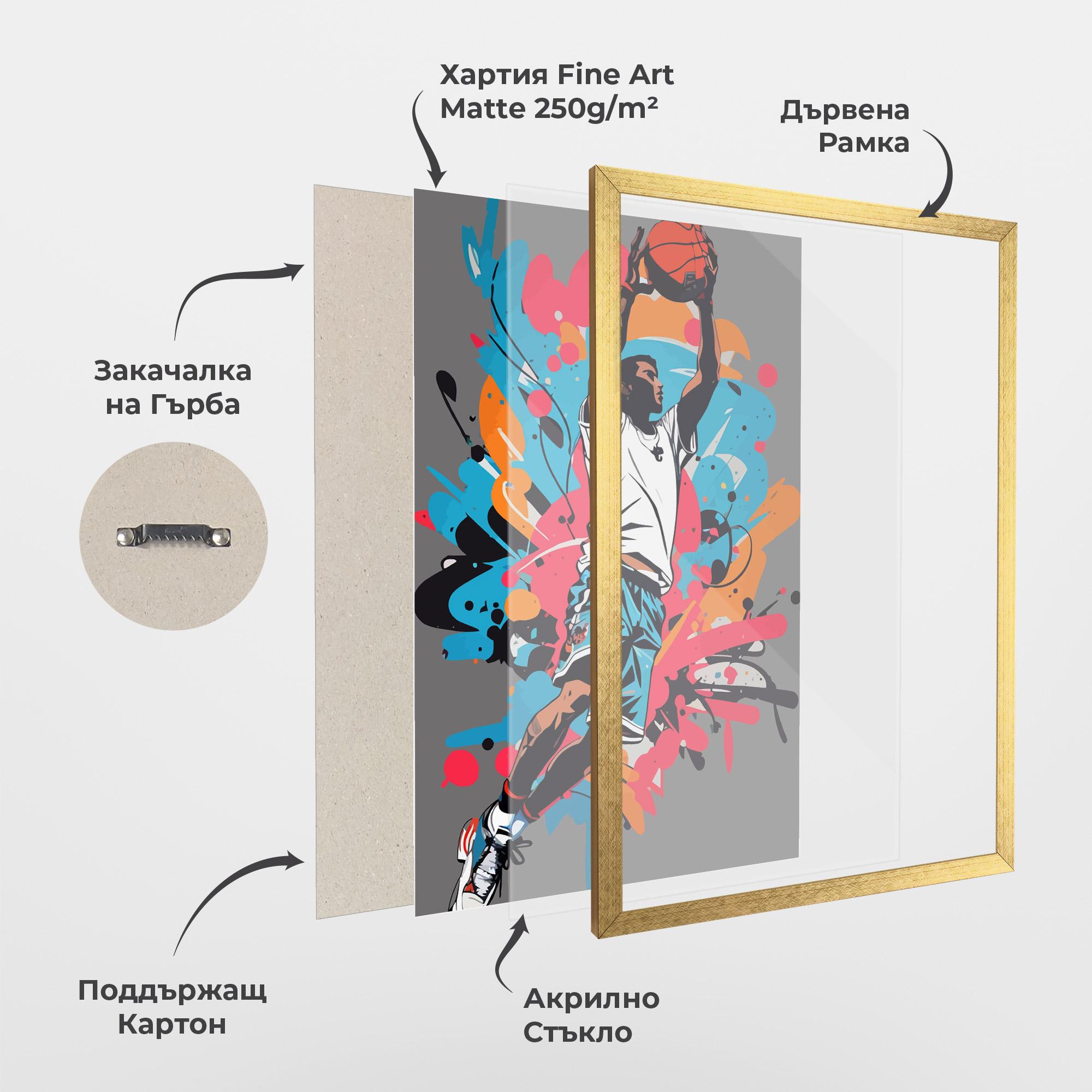 Рамкиран постер Blue Red Basket mockup 1