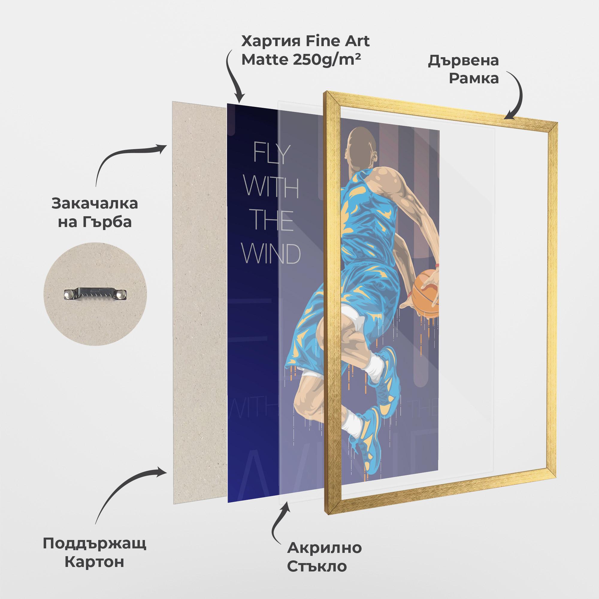 Рамкиран постер Fly With The Wind mockup 1