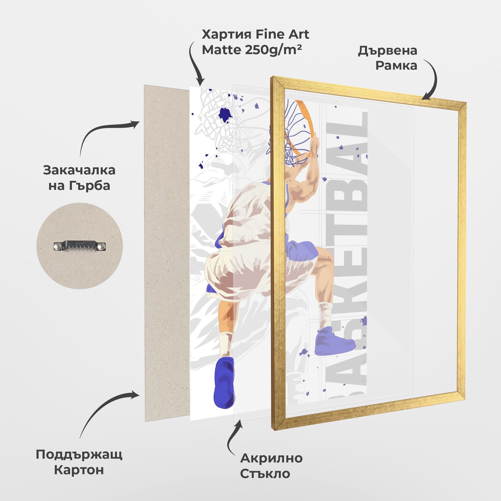 Рамкиран постер Grey Basketball mockup 1