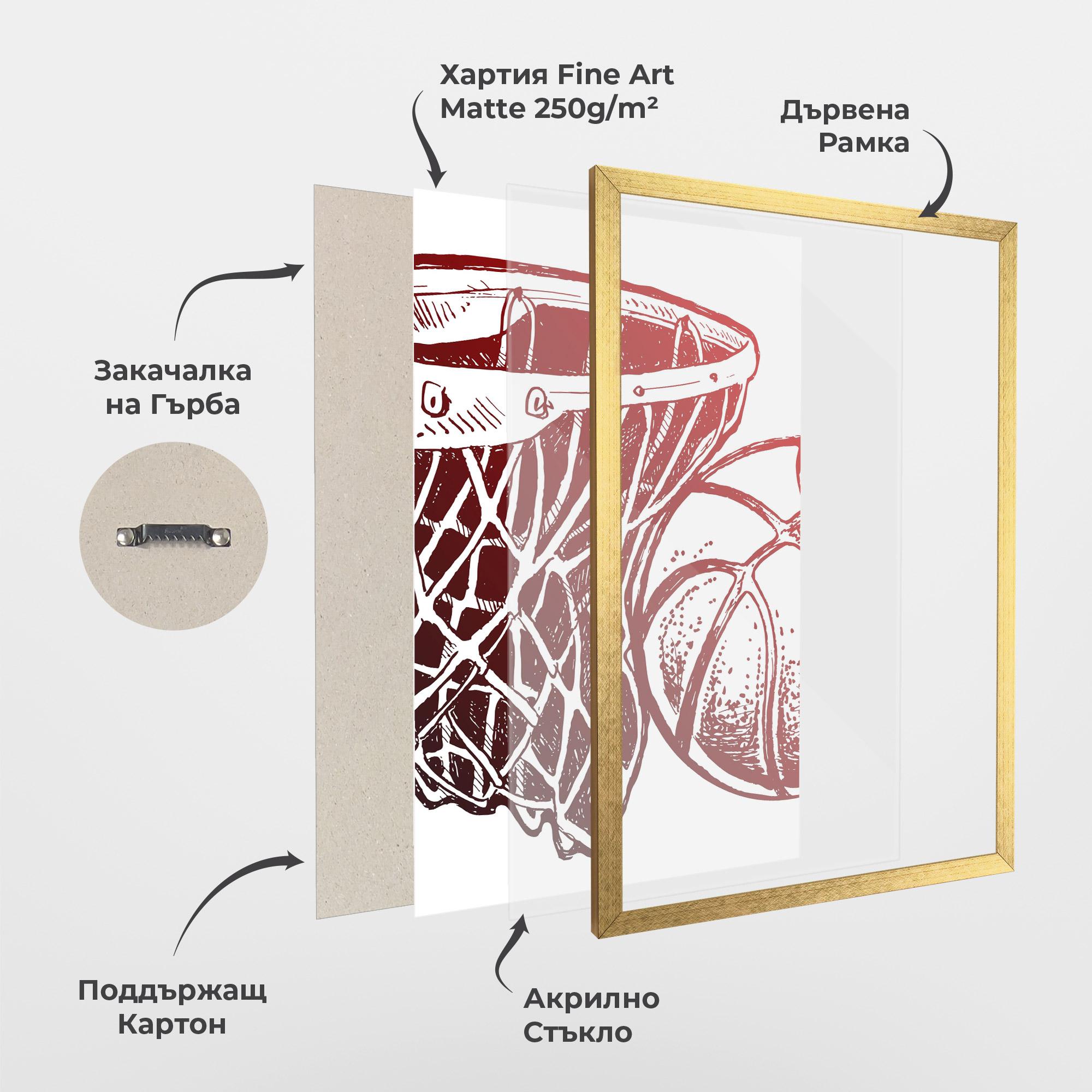 Рамкиран постер Red Basketball Hoop mockup 1