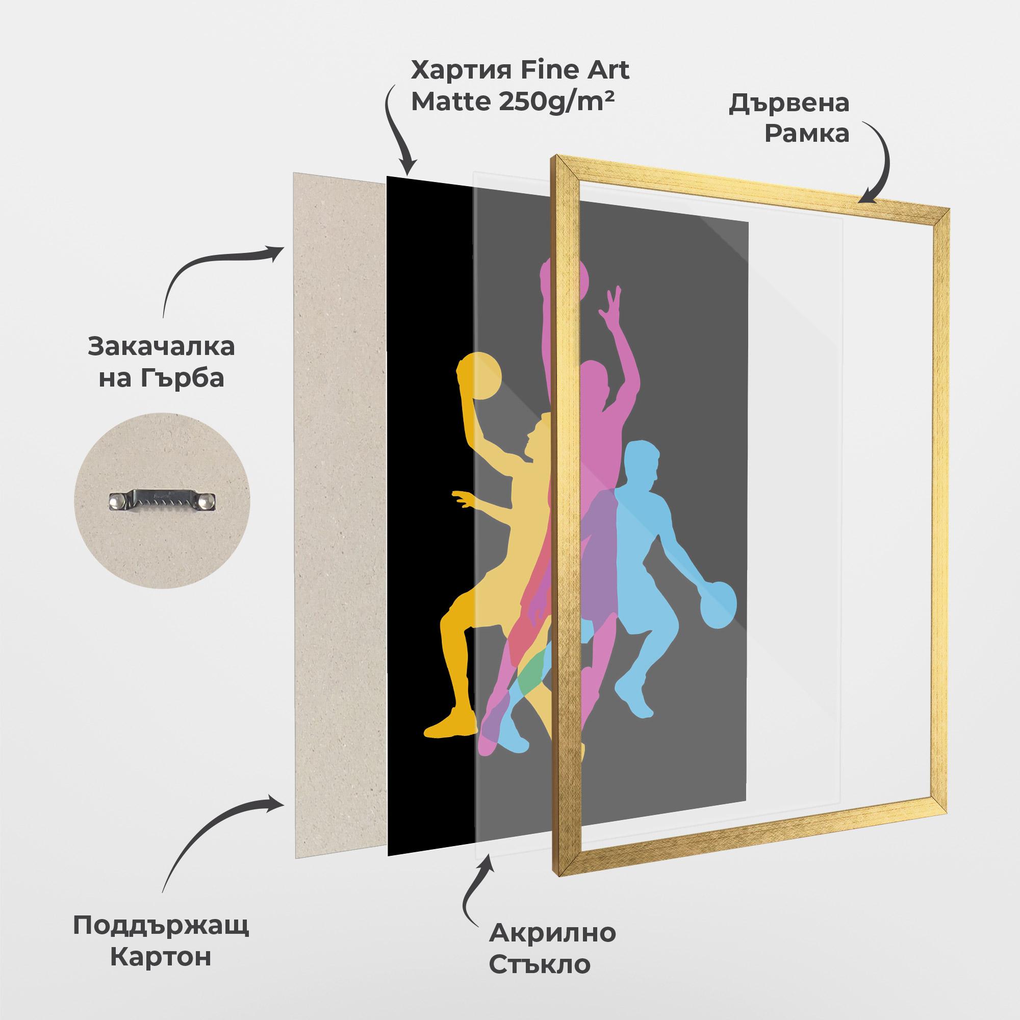 Рамкиран постер Three Basket Players mockup 1