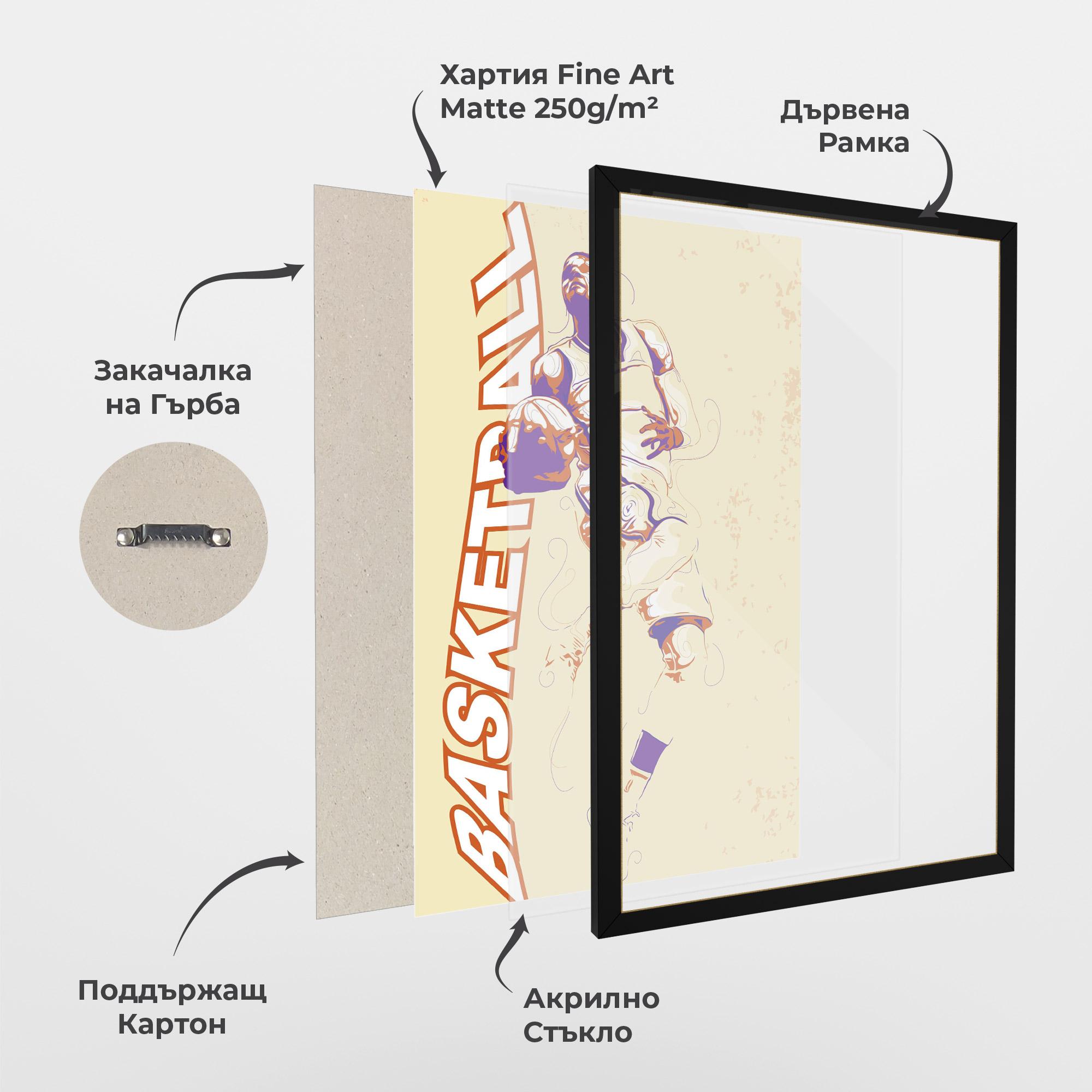 Рамкиран постер Basketball Cream mockup 1