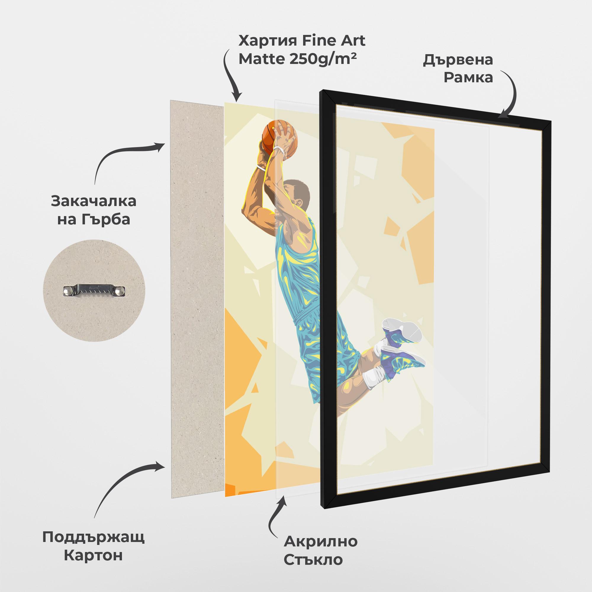 Рамкиран постер Basketball Dunk Pose mockup 1