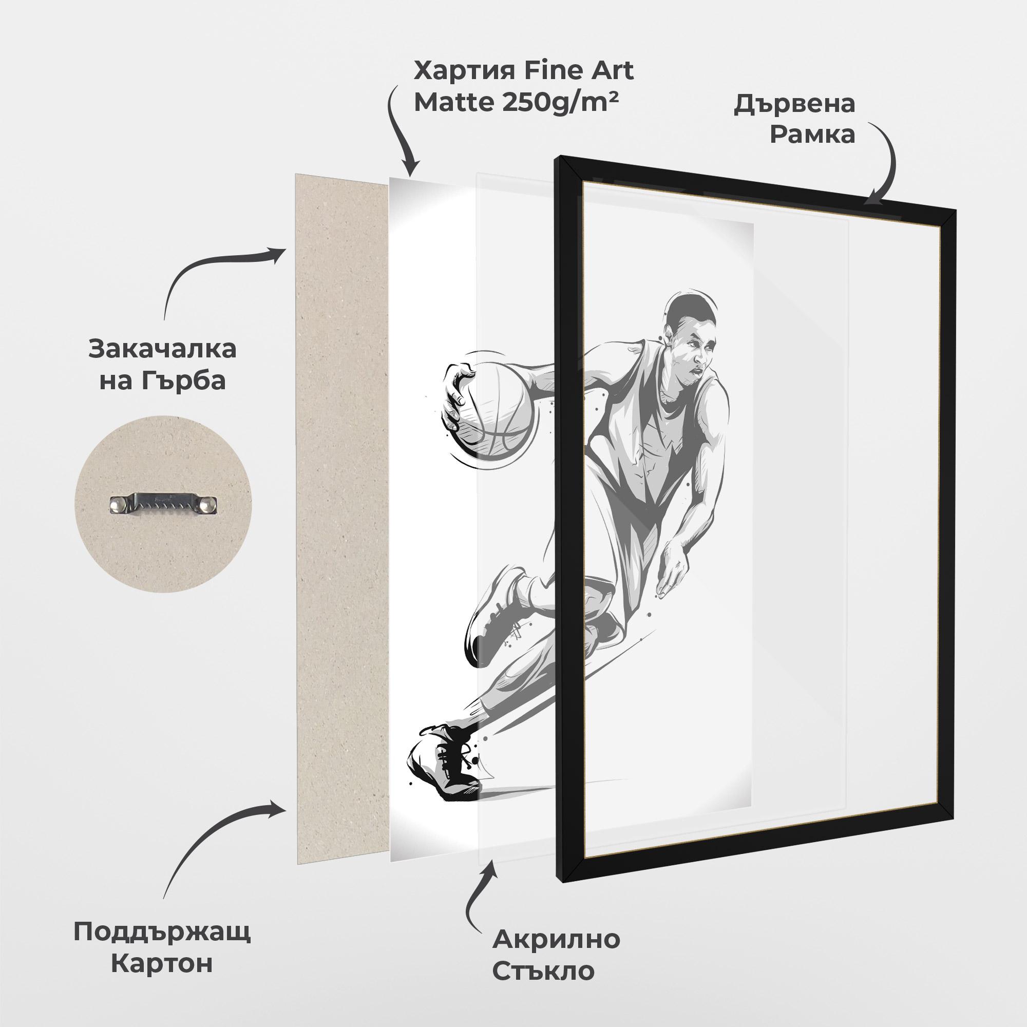 Рамкиран постер Basketball Player Line mockup 1