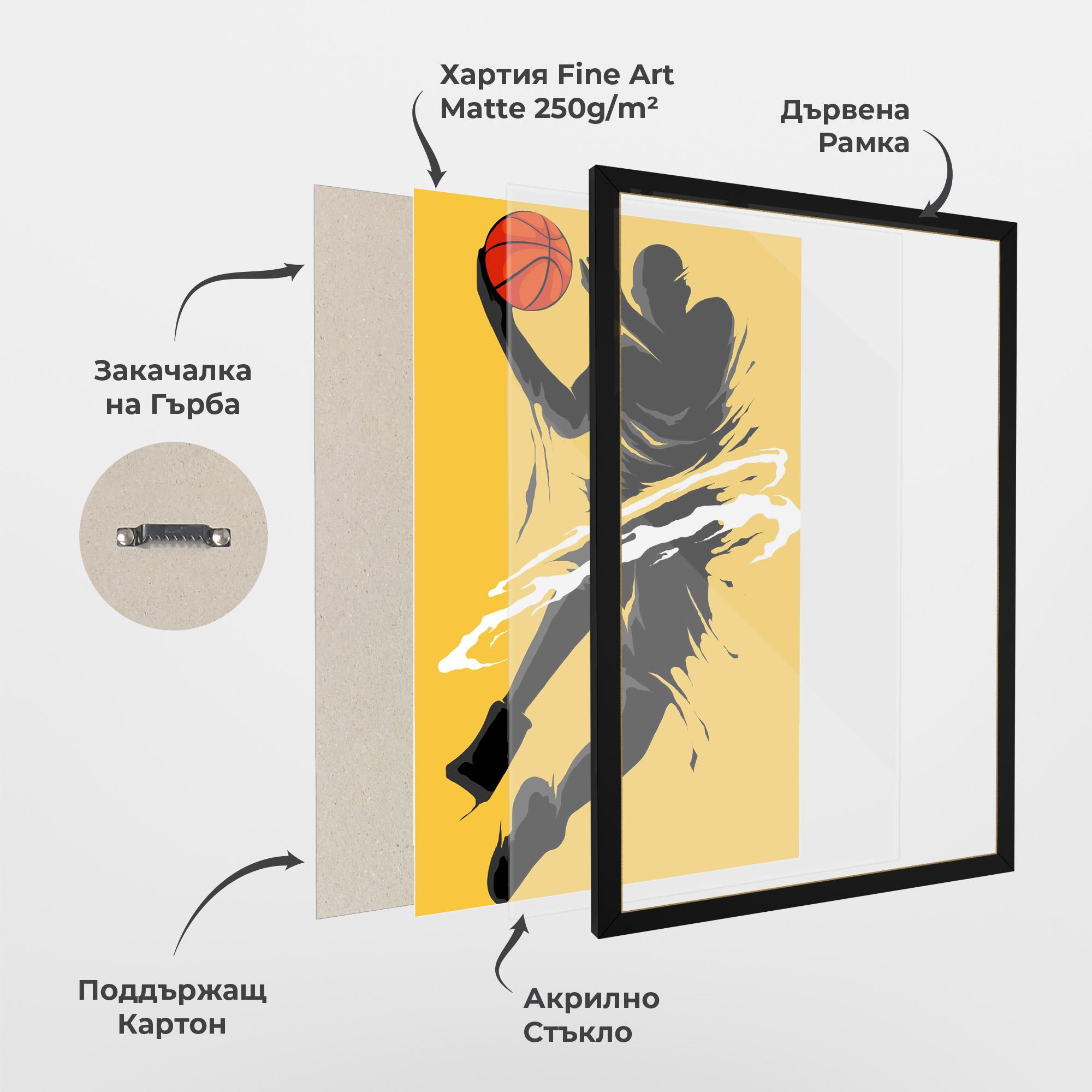 Рамкиран постер Basketball Smoke mockup 1