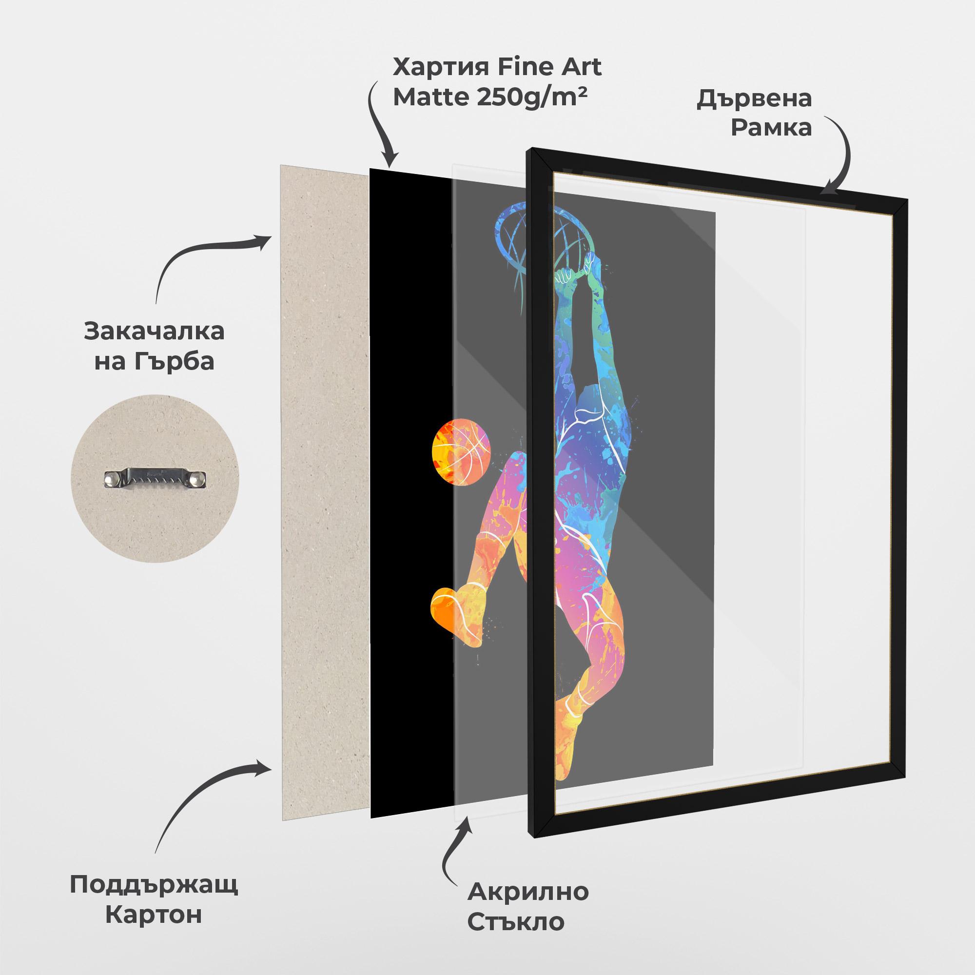 Рамкиран постер Blue Basket Hoop mockup 1