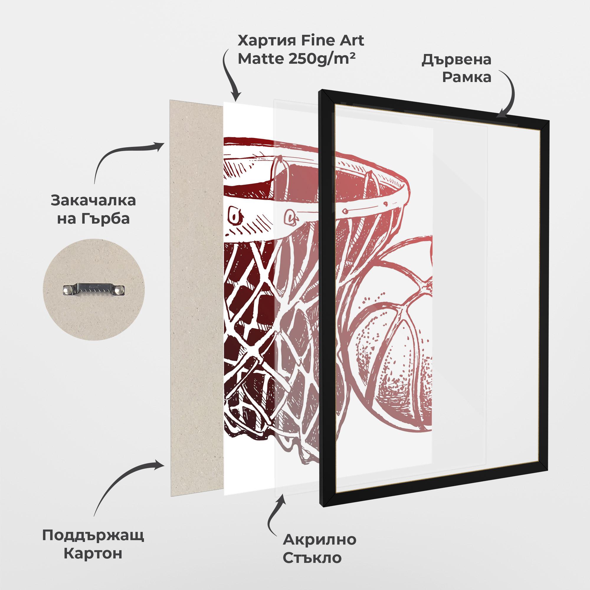 Рамкиран постер Red Basketball Hoop mockup 1