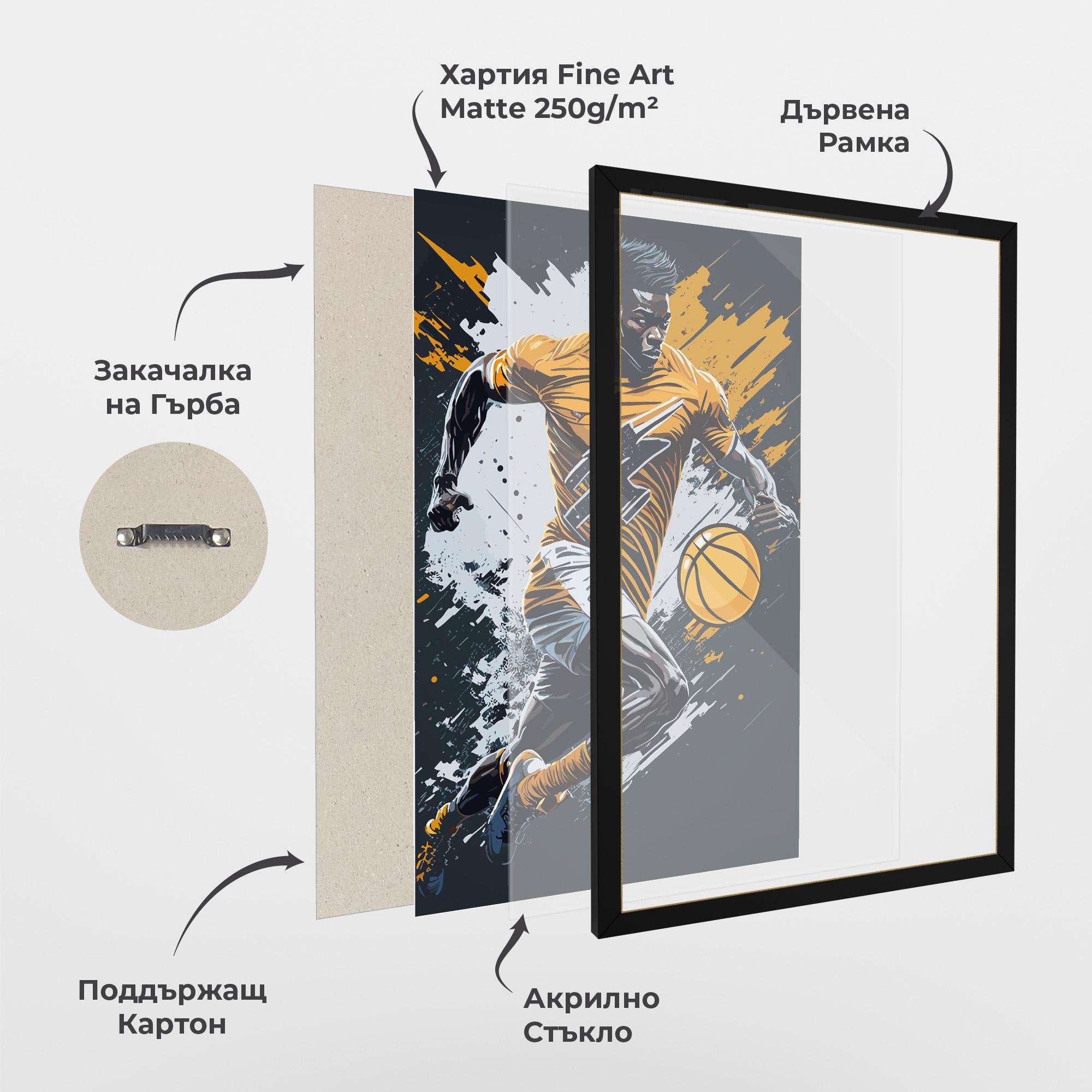 Рамкиран постер Yellow White Basket mockup 1