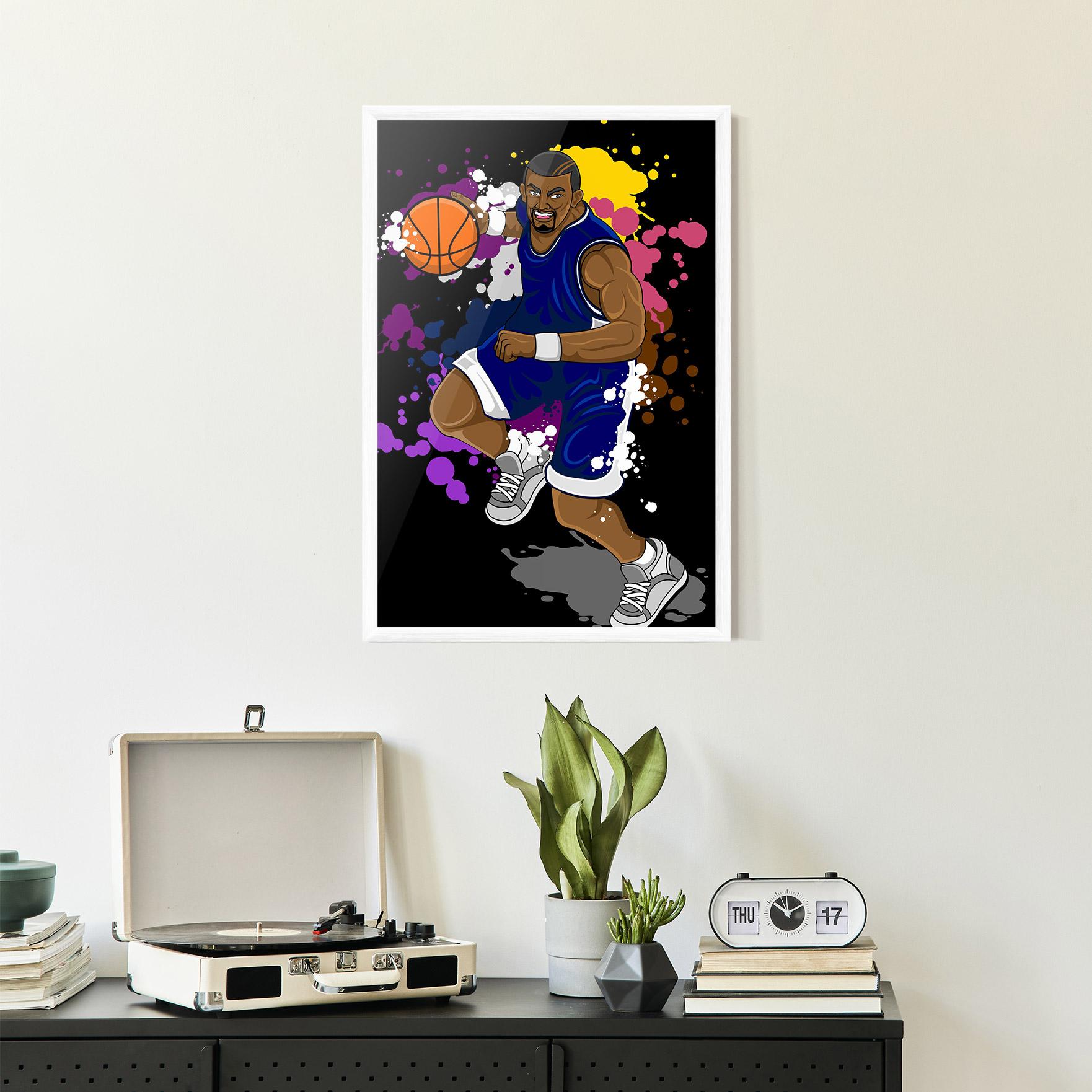 Рамкиран постер Basketball Character mockup 2