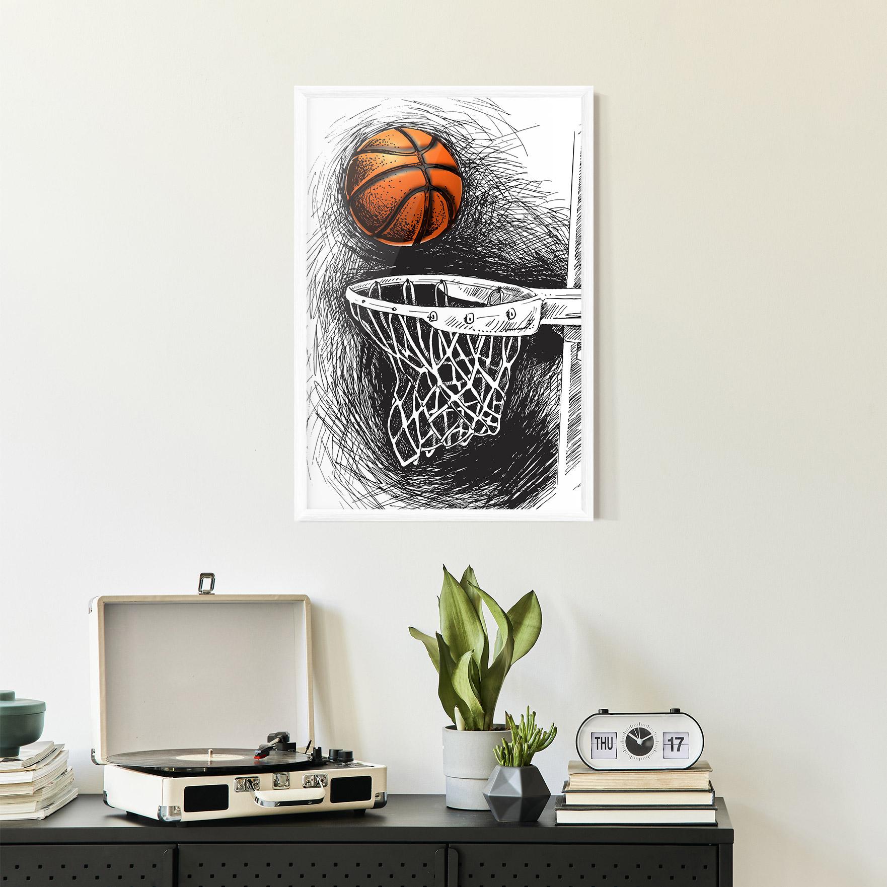 Рамкиран постер Grey Line Basket mockup 2