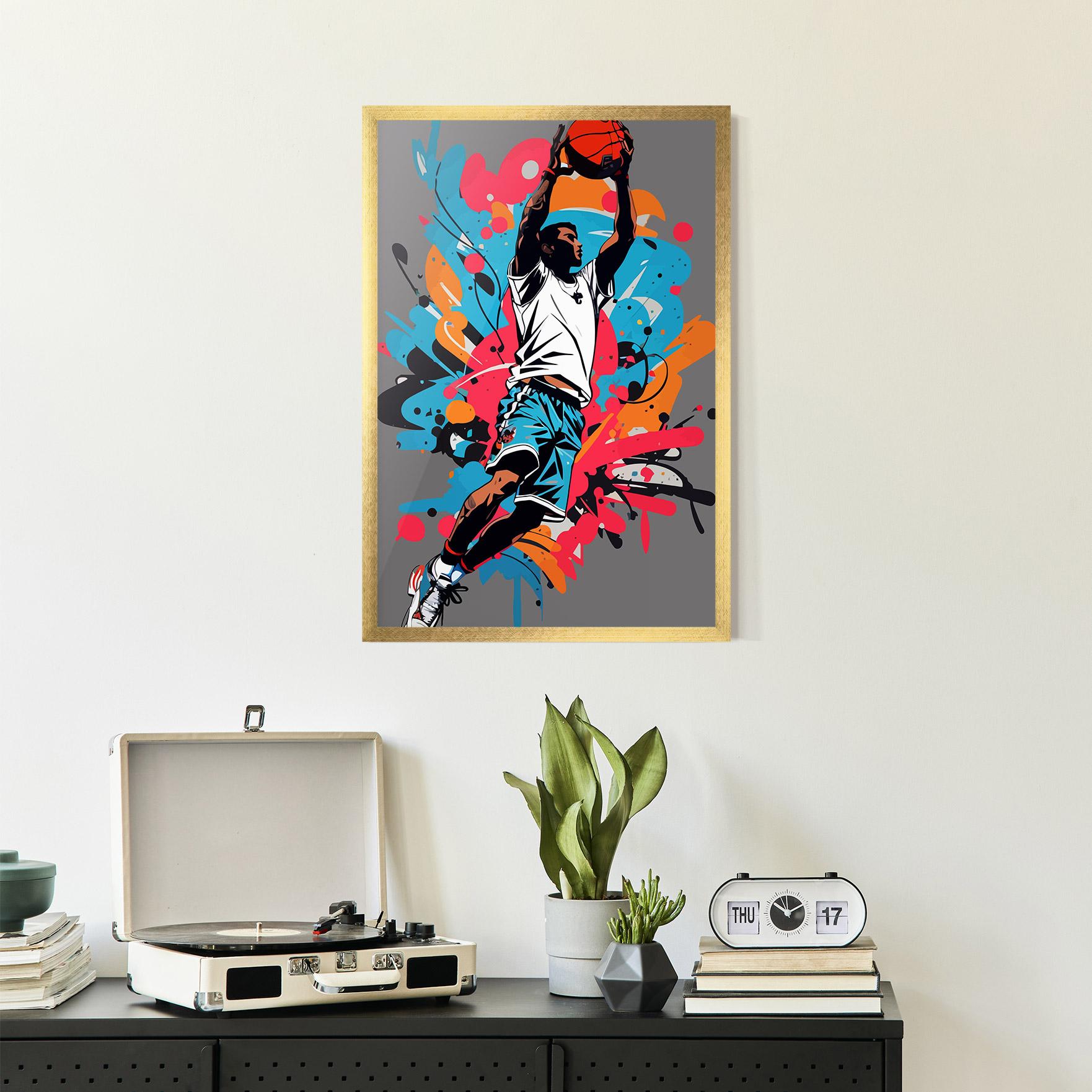 Рамкиран постер Blue Red Basket mockup 2