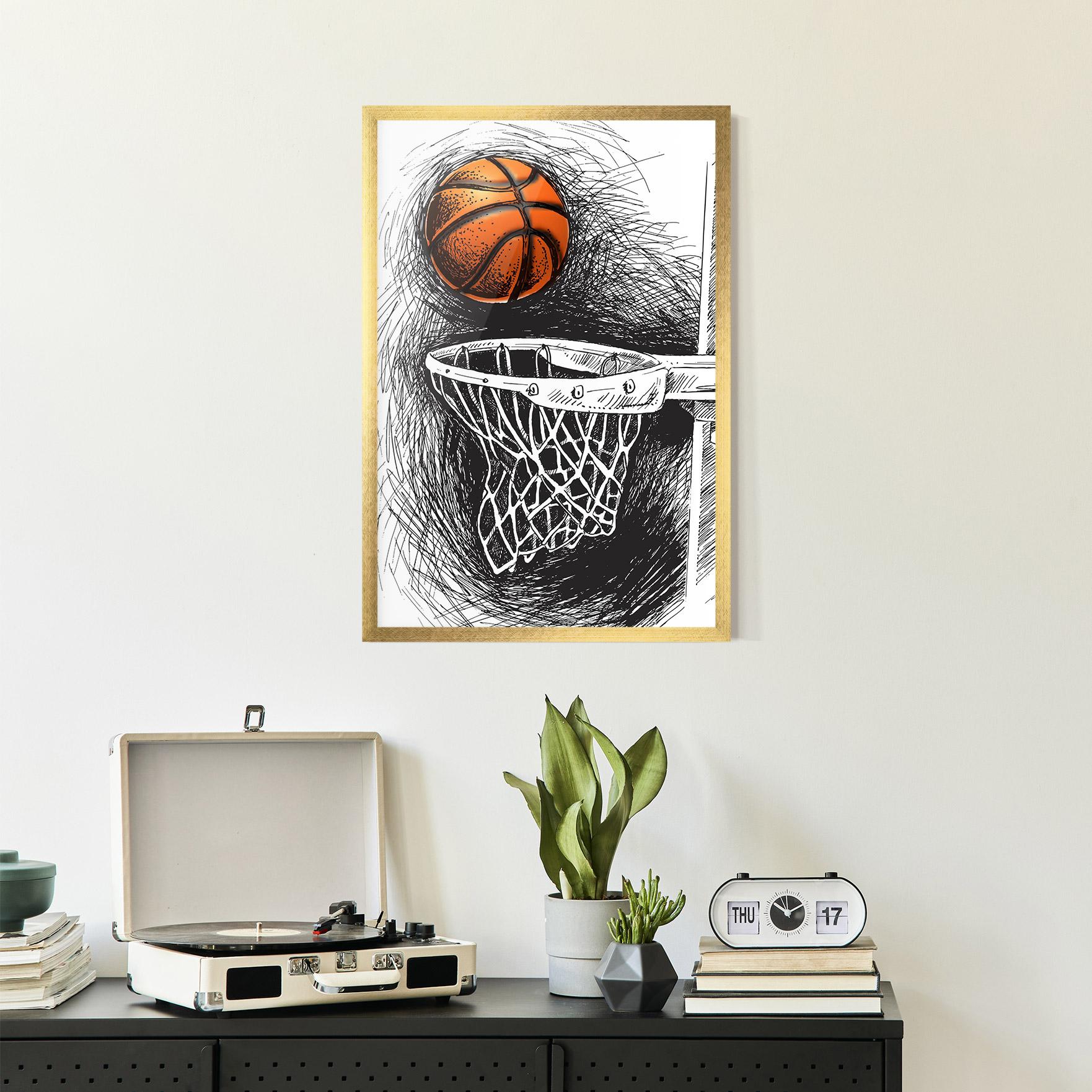 Рамкиран постер Grey Line Basket mockup 2