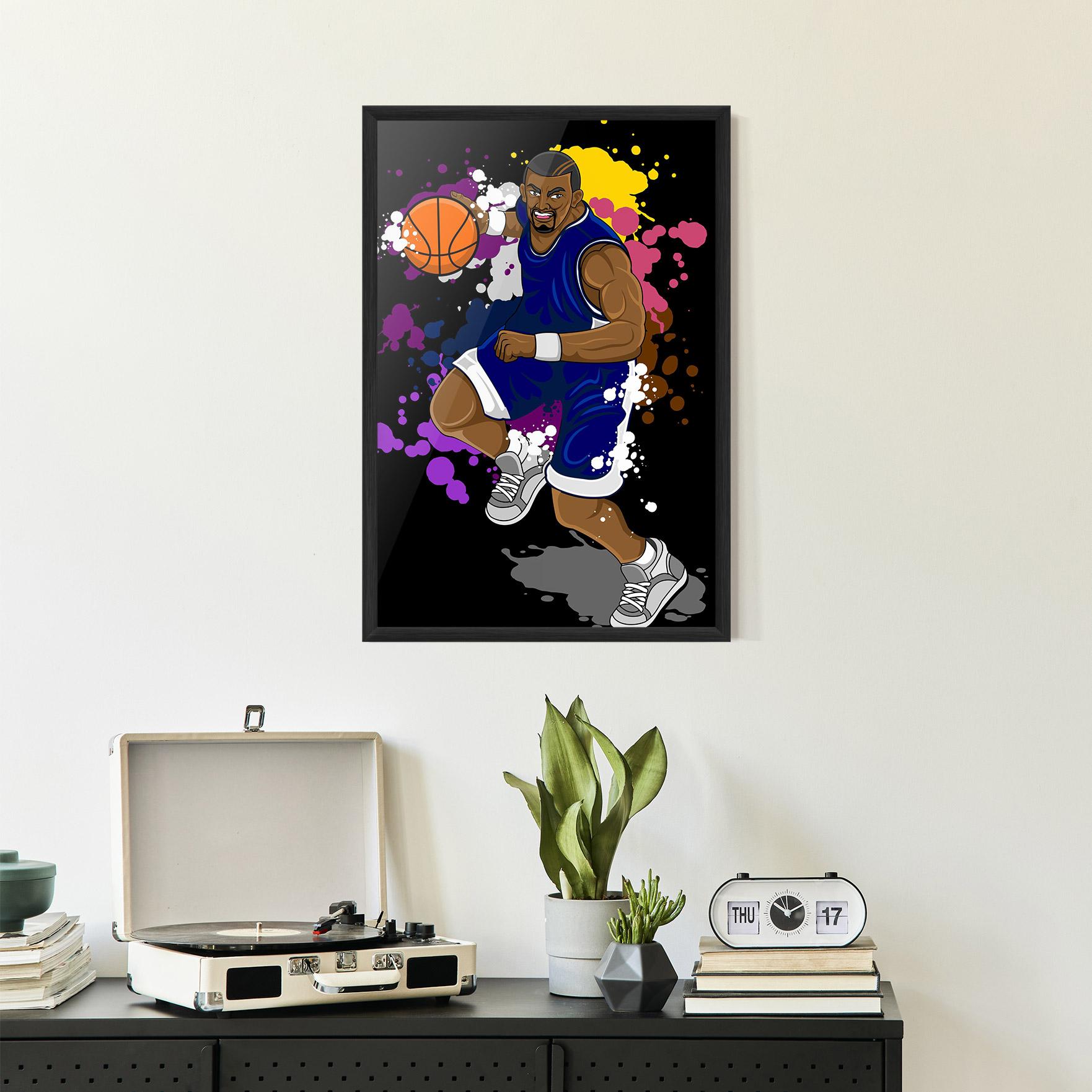 Рамкиран постер Basketball Character mockup 2