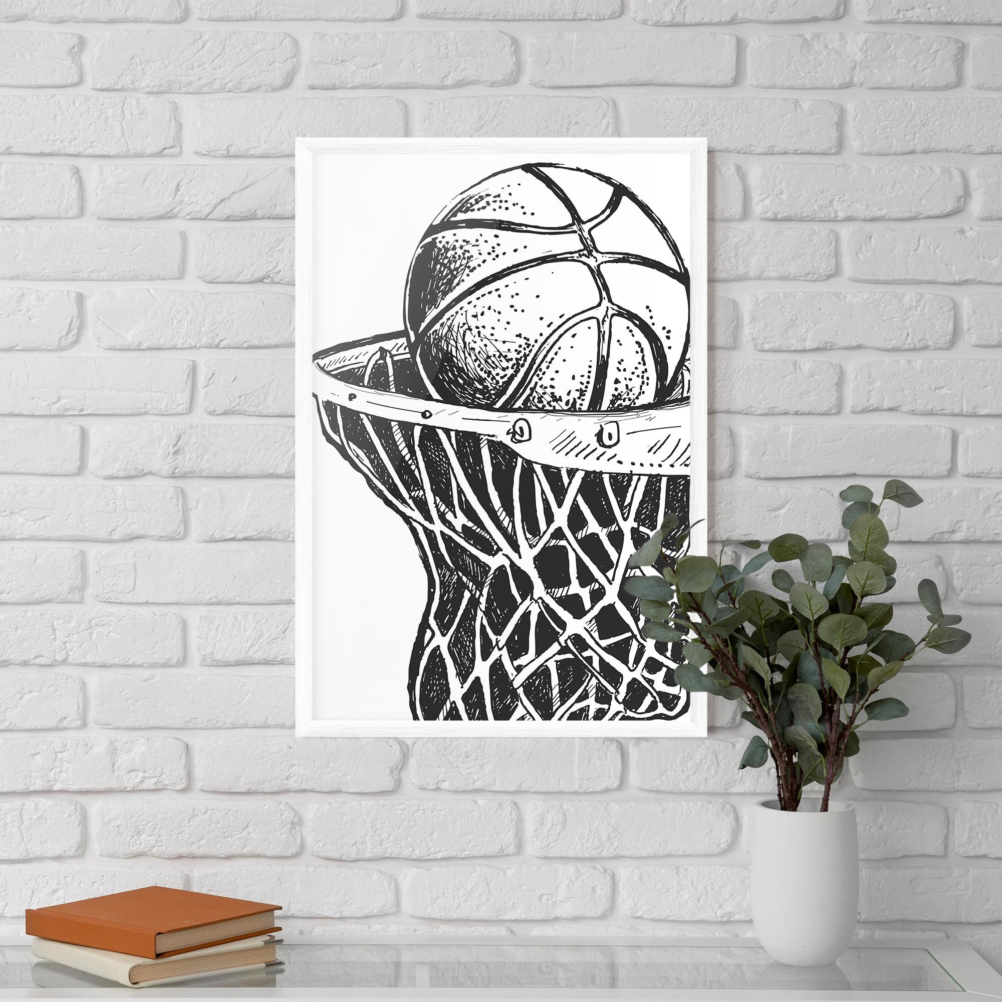 Рамкиран постер Basketball Grey Hoop mockup 5