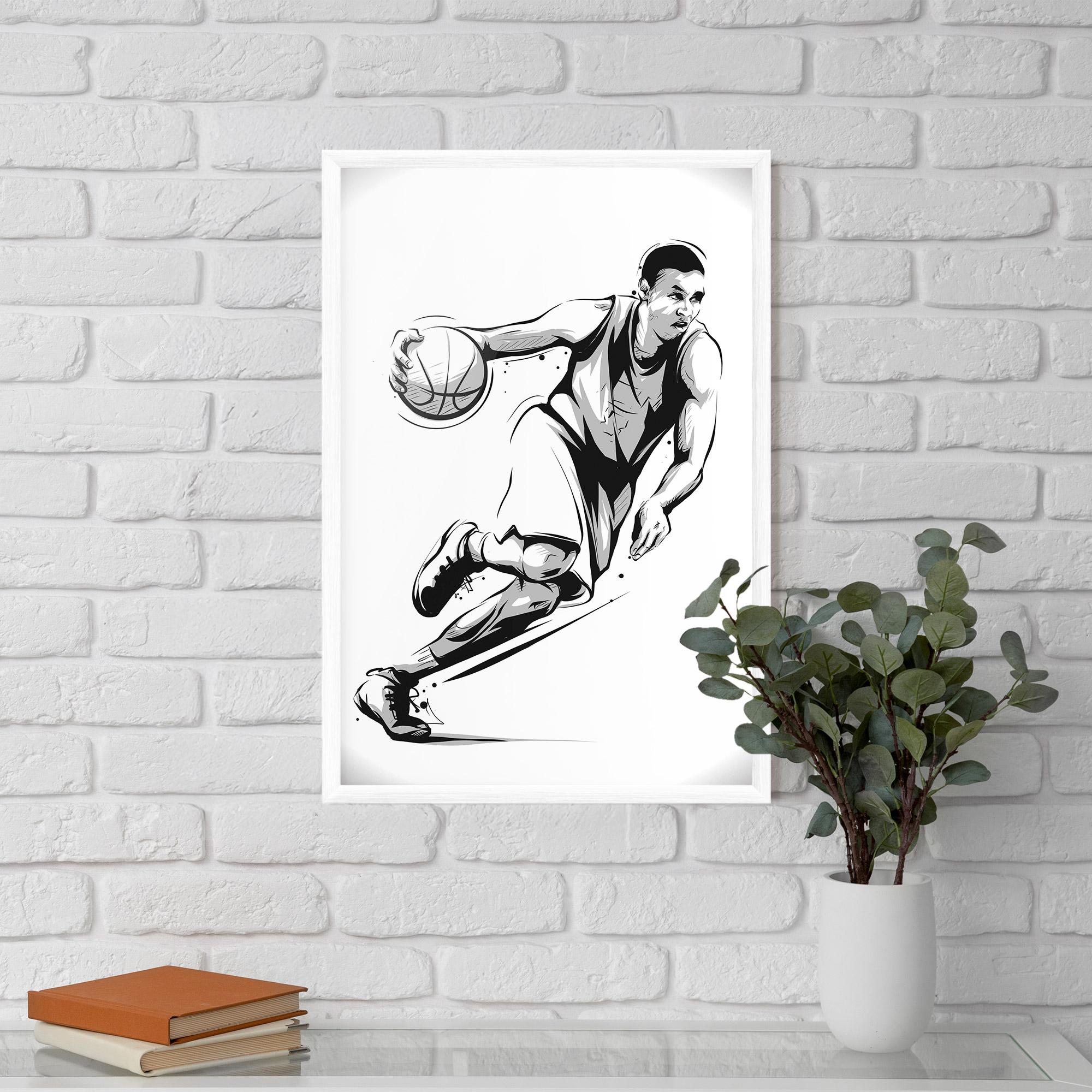 Рамкиран постер Basketball Player Line mockup 5