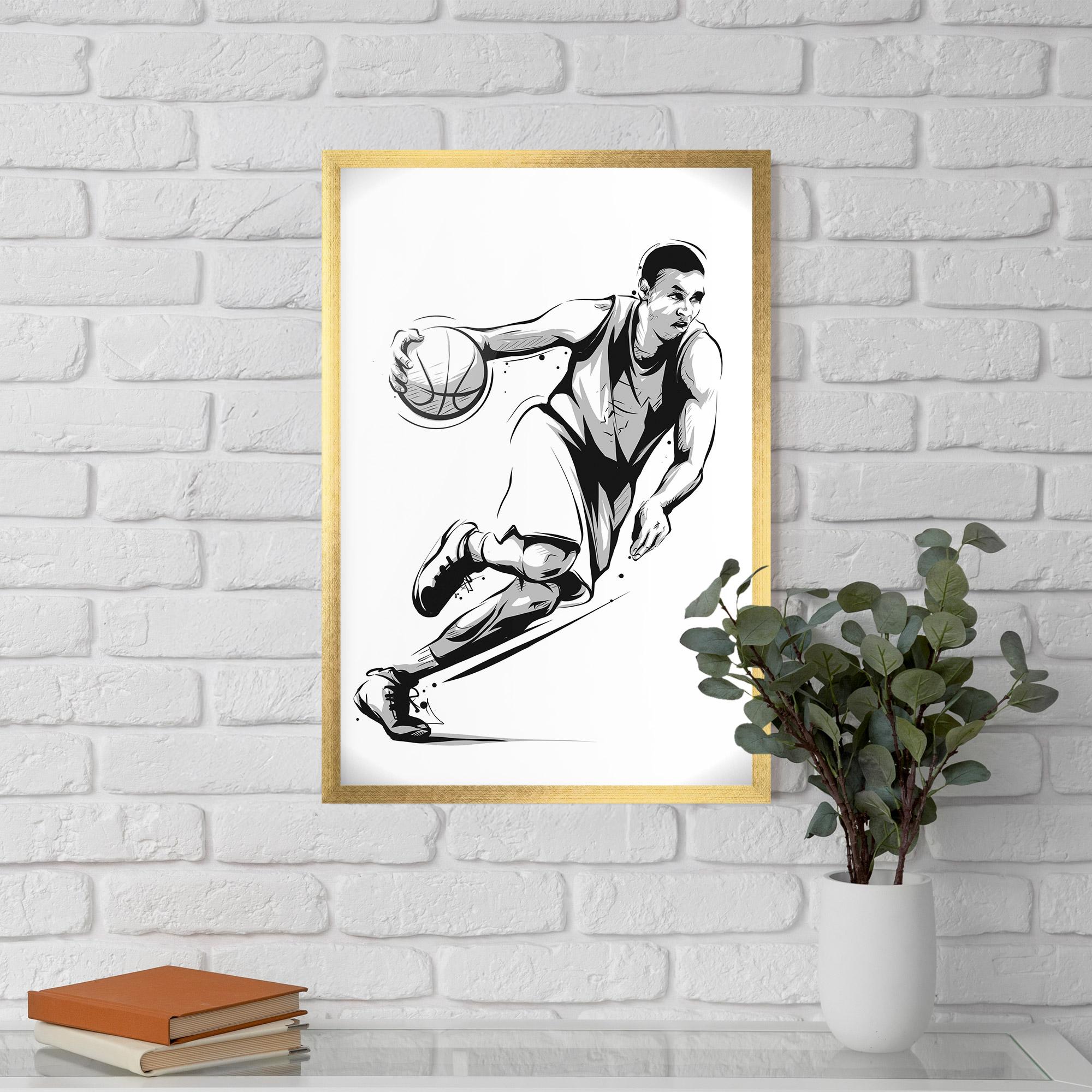 Рамкиран постер Basketball Player Line mockup 5